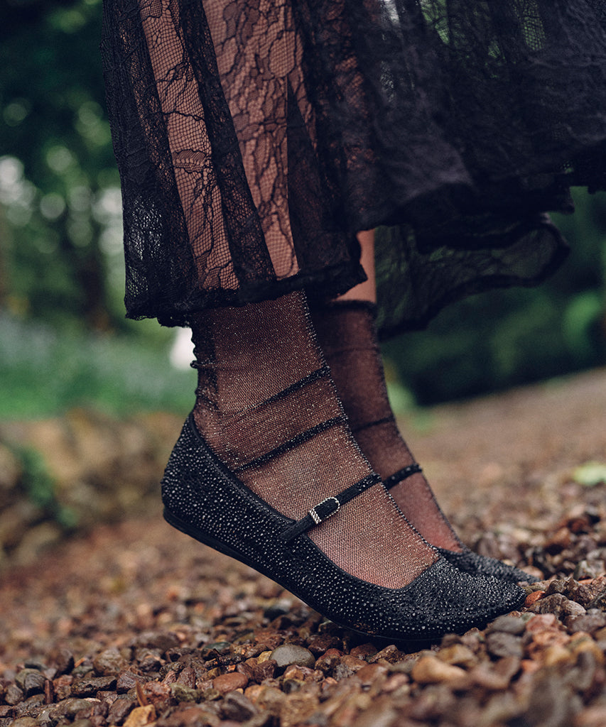 REYES CRYSTAL BALLET FLATS BLACK METALLIC CRYSTAL - Image 2