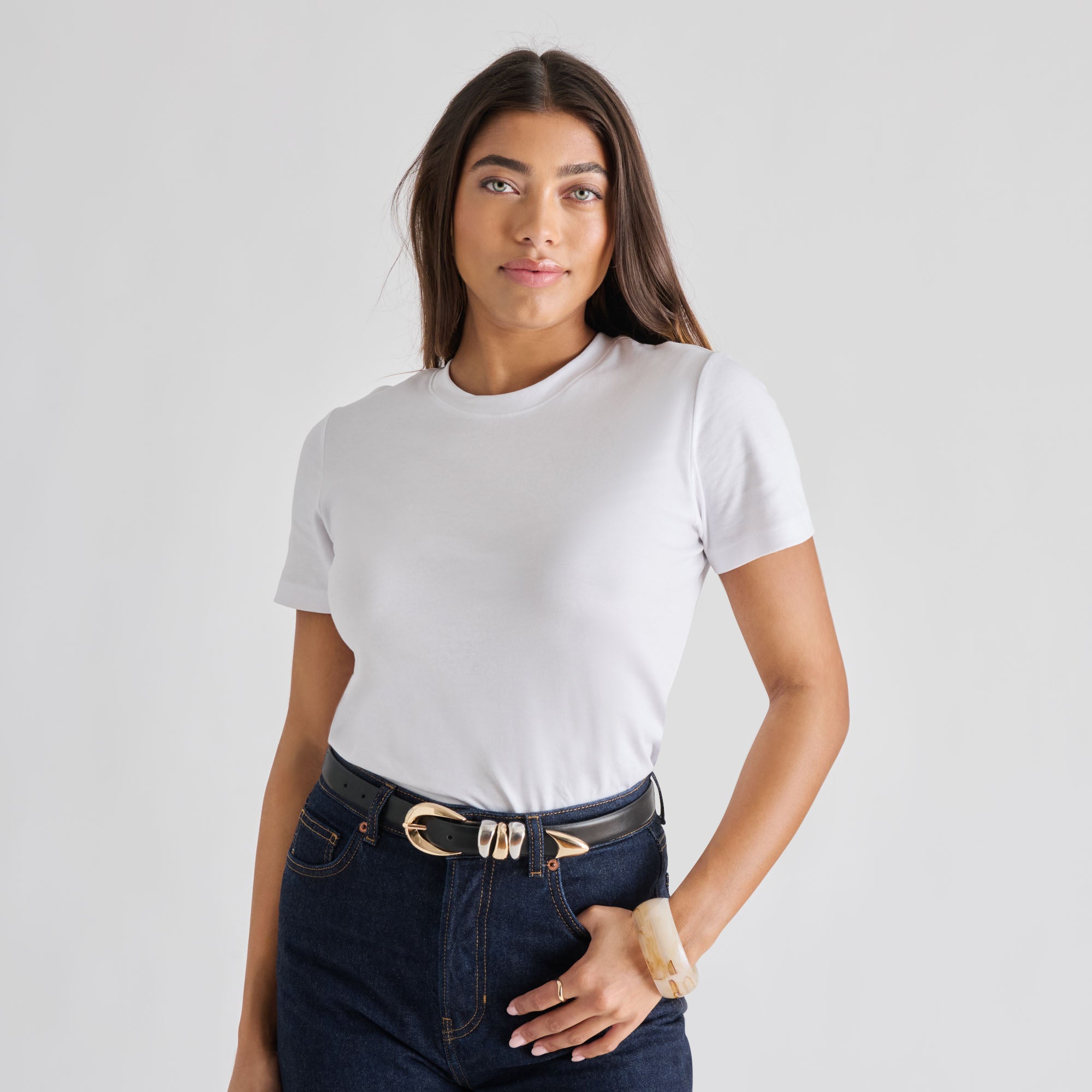 MIXED METAL BUCKLE BELT BLACK - Image 4