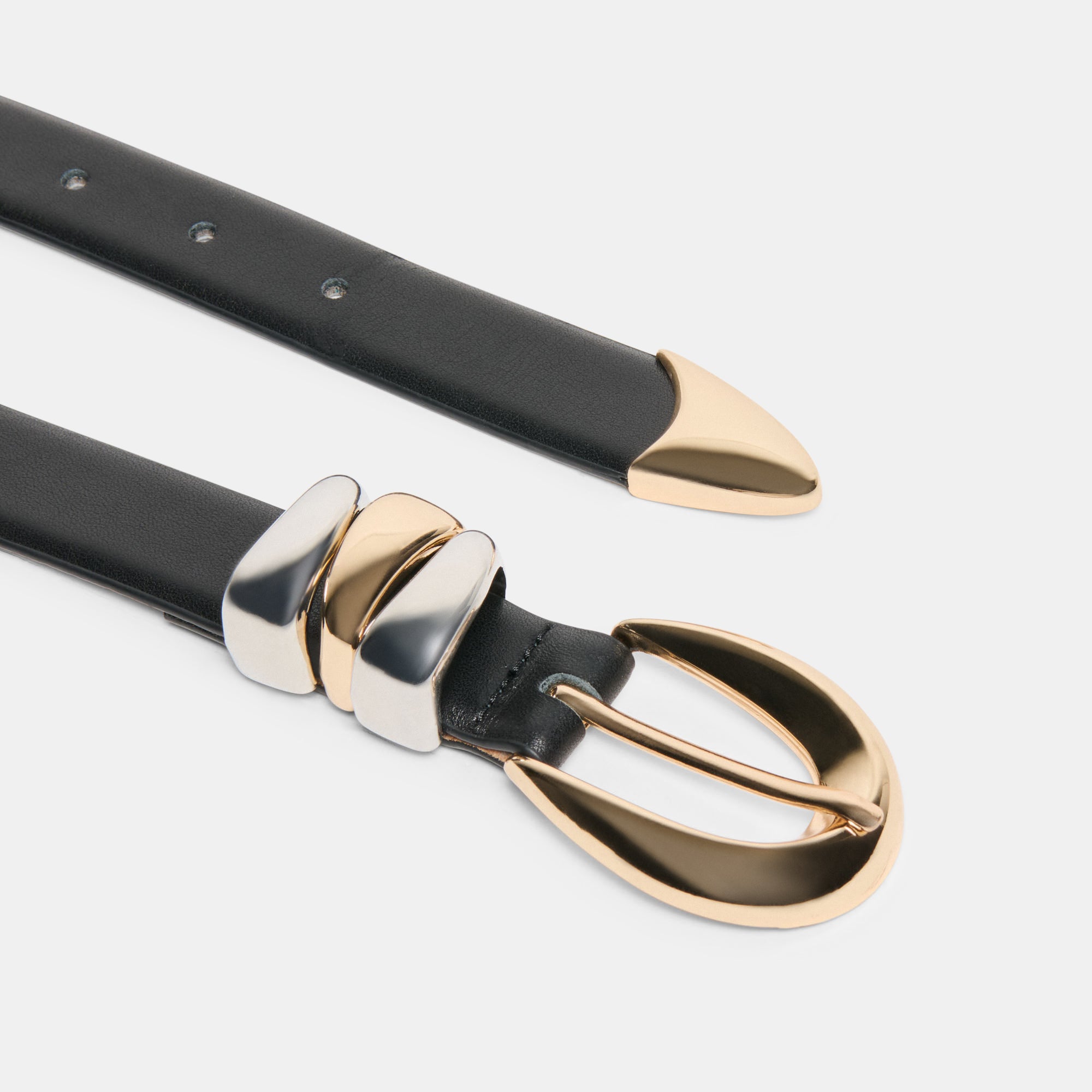 MIXED METAL BUCKLE BELT BLACK - Image 3