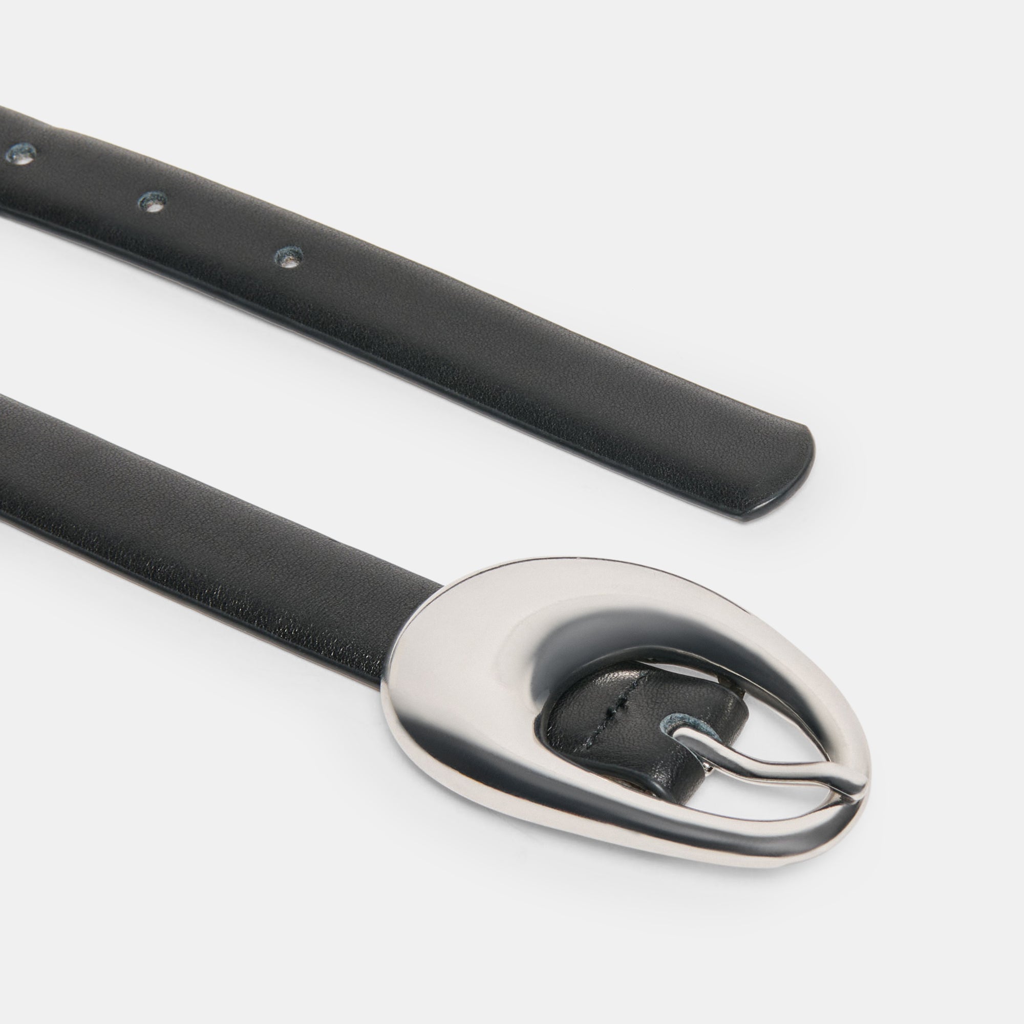 ORGANIC OVAL BUCKLE BELT BLACK SILVER - Image 3