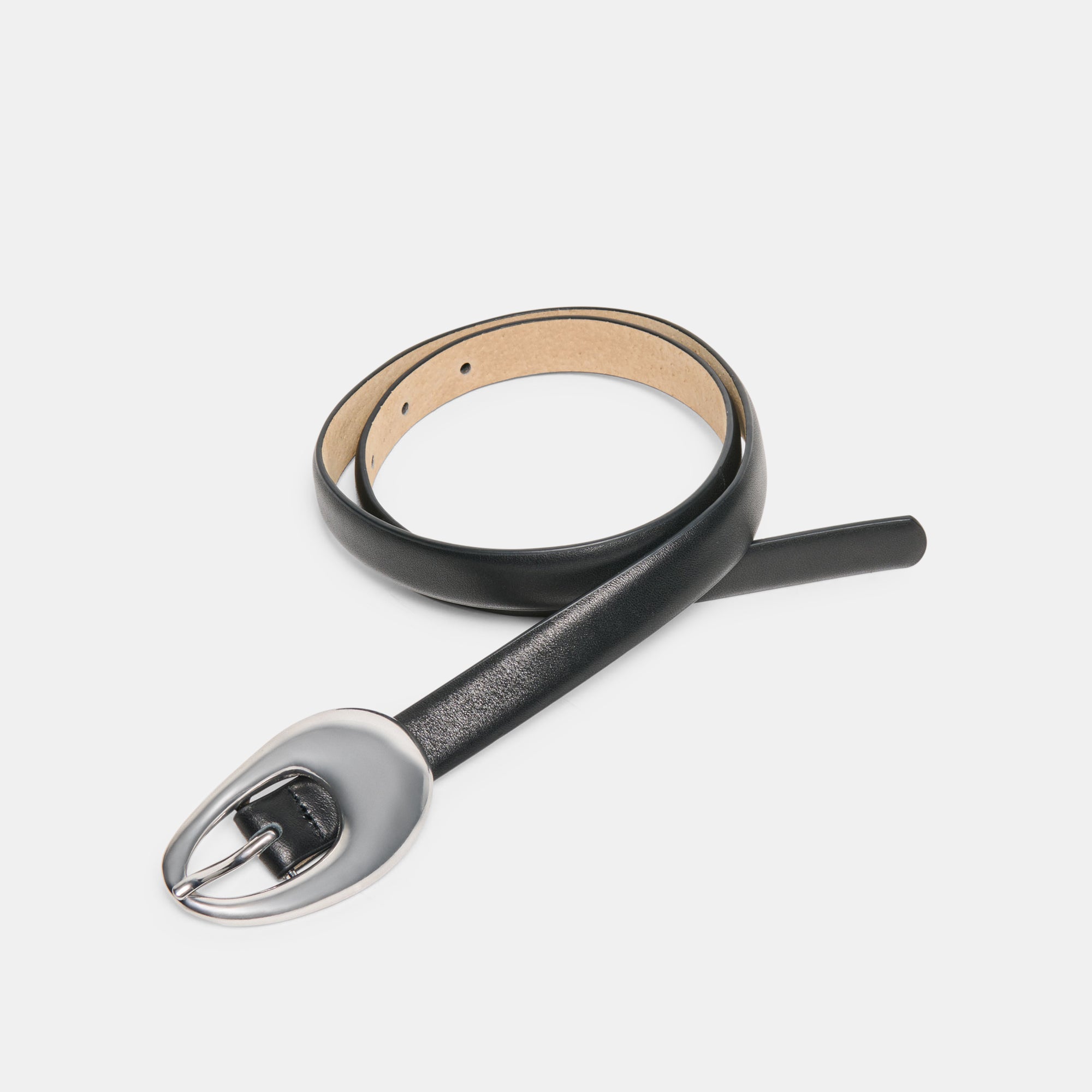 ORGANIC OVAL BUCKLE BELT BLACK SILVER - Image 5