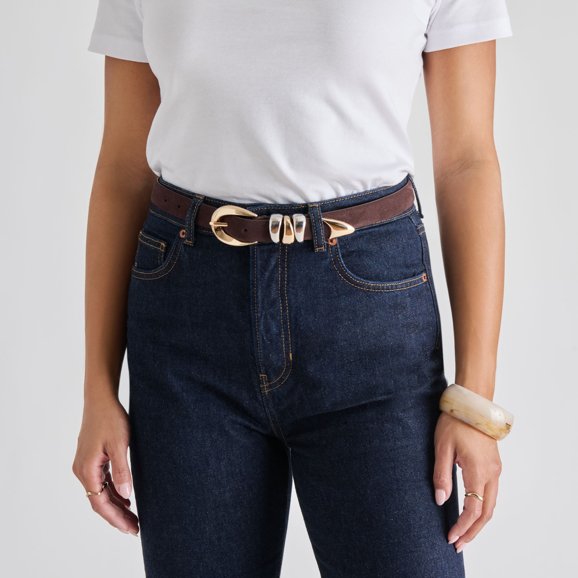 MIXED METAL BUCKLE BELT MAHOGANY - Image 4