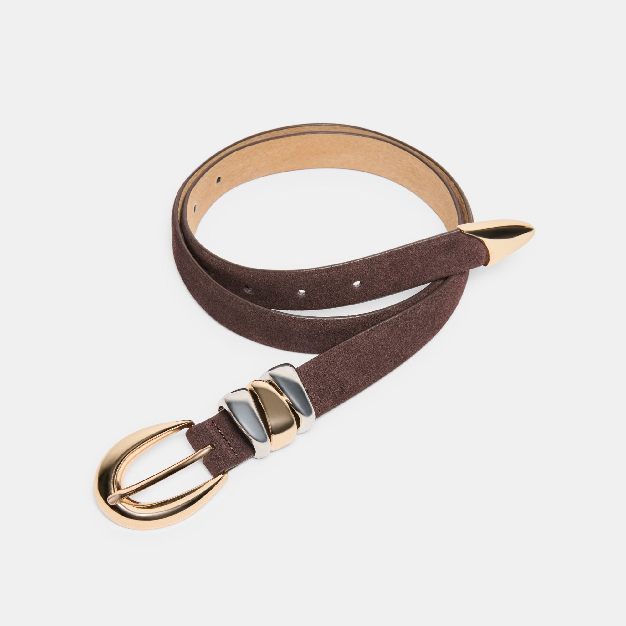 MIXED METAL BUCKLE BELT MAHOGANY - Image 5