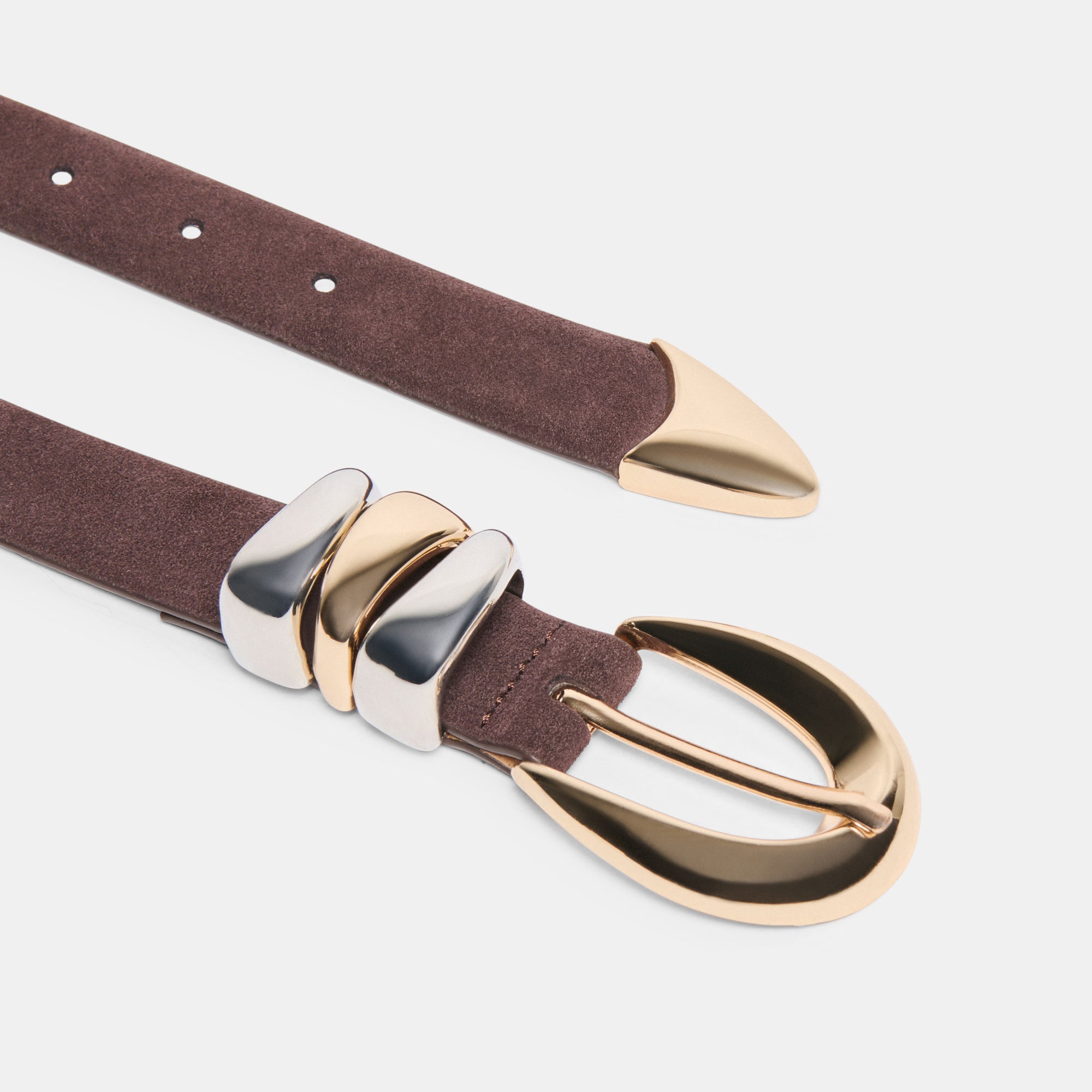 MIXED METAL BUCKLE BELT MAHOGANY - Image 3