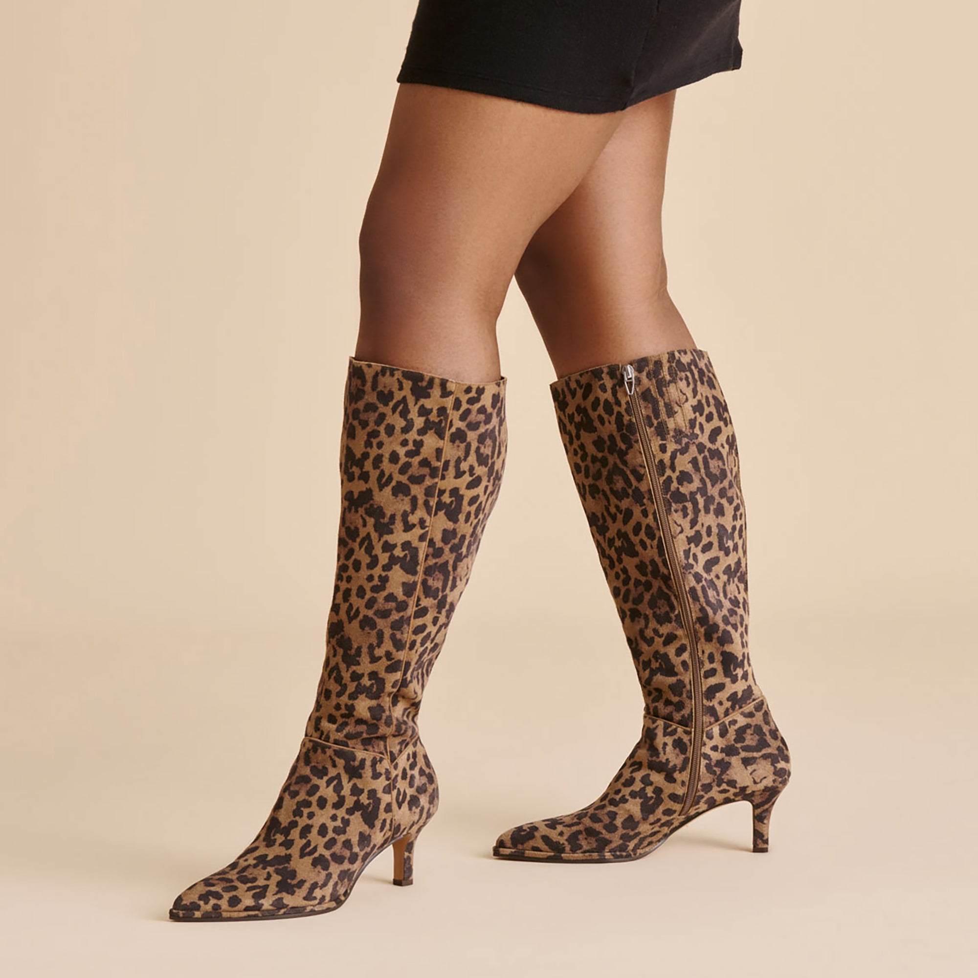 ALDY WIDE CALF BOOTS BROWN LEOPARD PRINTED SUEDE - Image 2