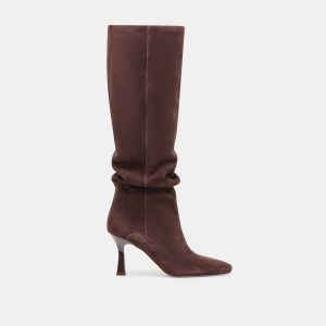 LOUSA WIDE CALF BOOTS MAHOGANY SUEDE