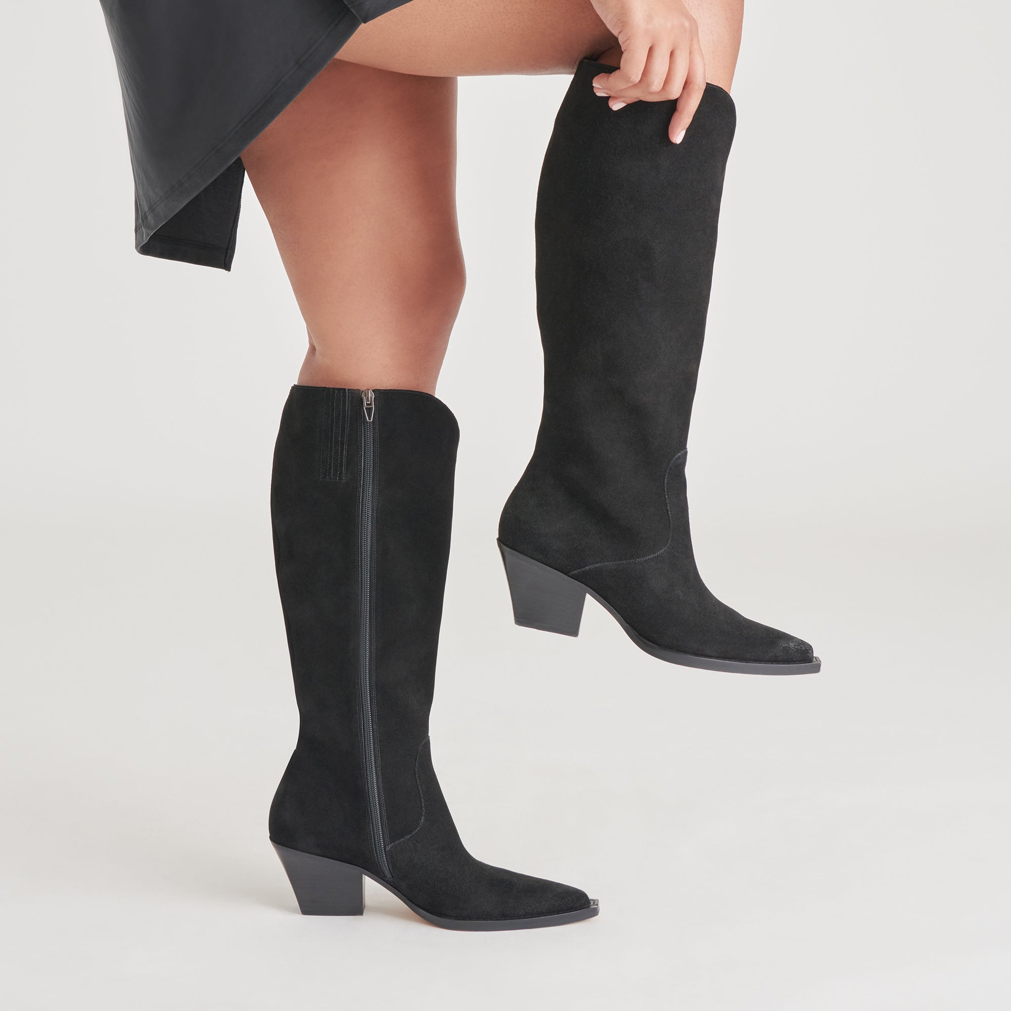 RAJ WIDE CALF BOOTS ONYX SUEDE - Image 4