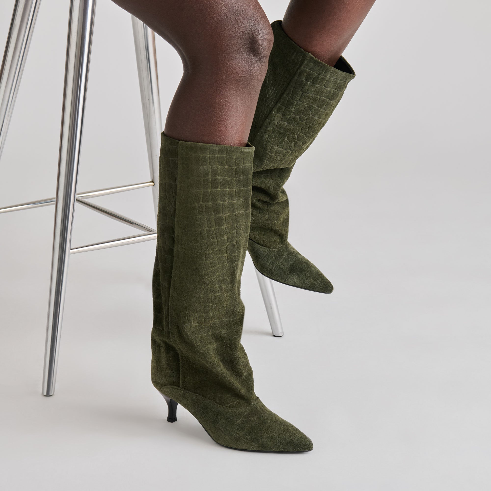 ROXLA BOOTS OLIVE CROCO EMBOSSED LEATHER - Image 2