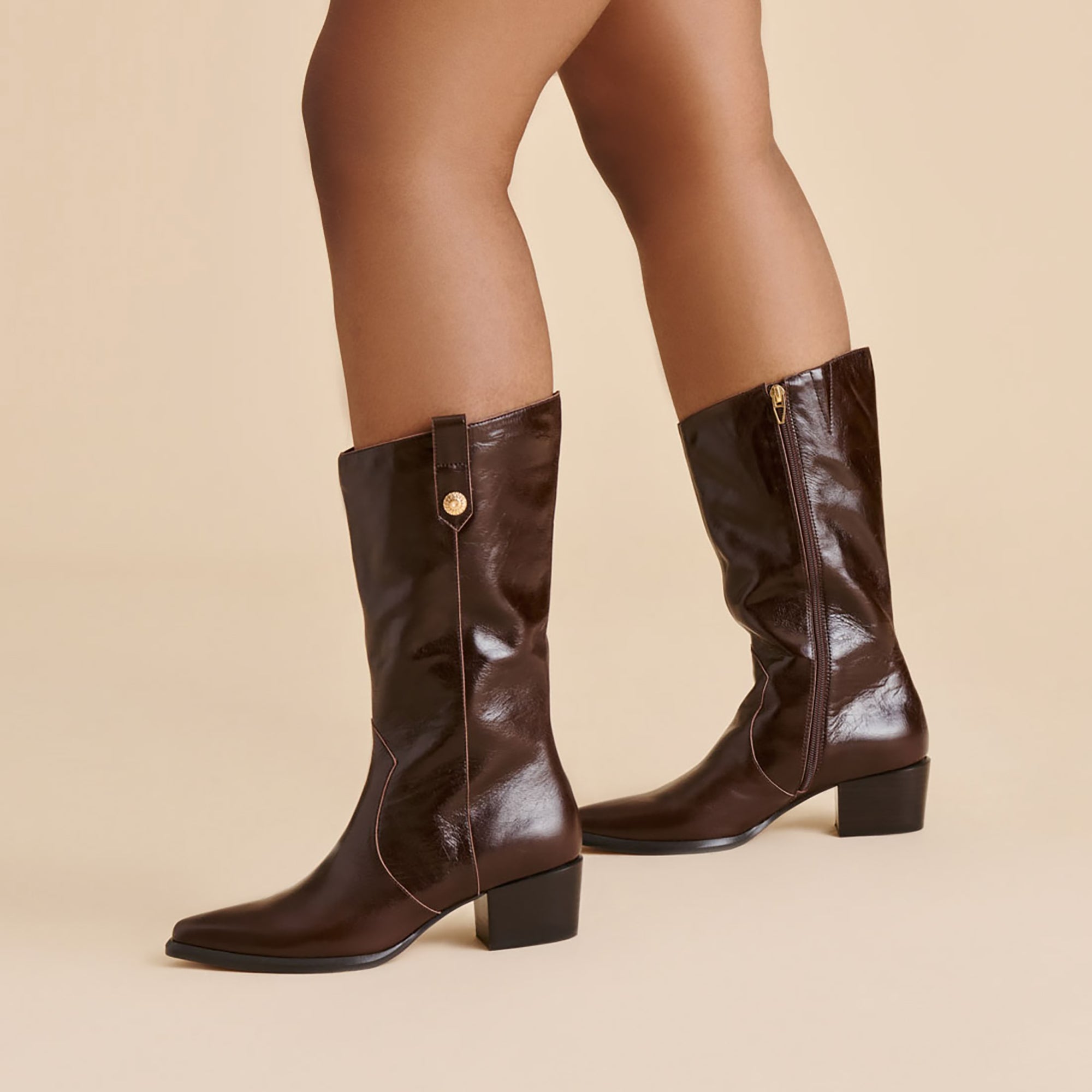 VERN WIDE CALF BOOTS CHOCOLATE LEATHER - Image 2