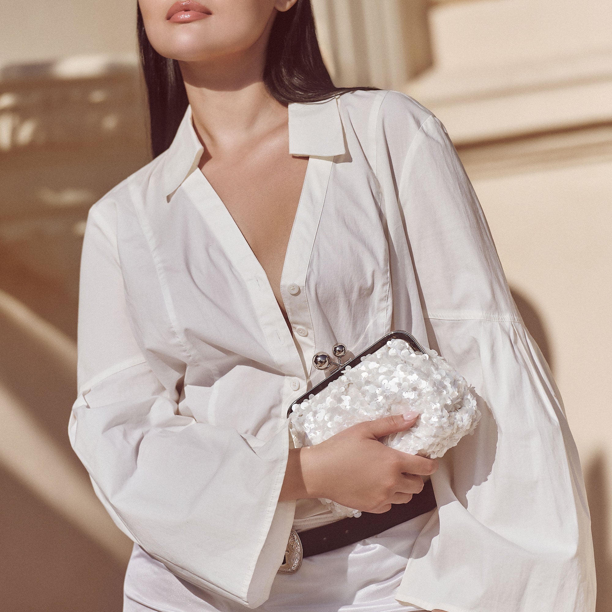KENDALL CLUTCH WHITE SEQUIN - Image 6