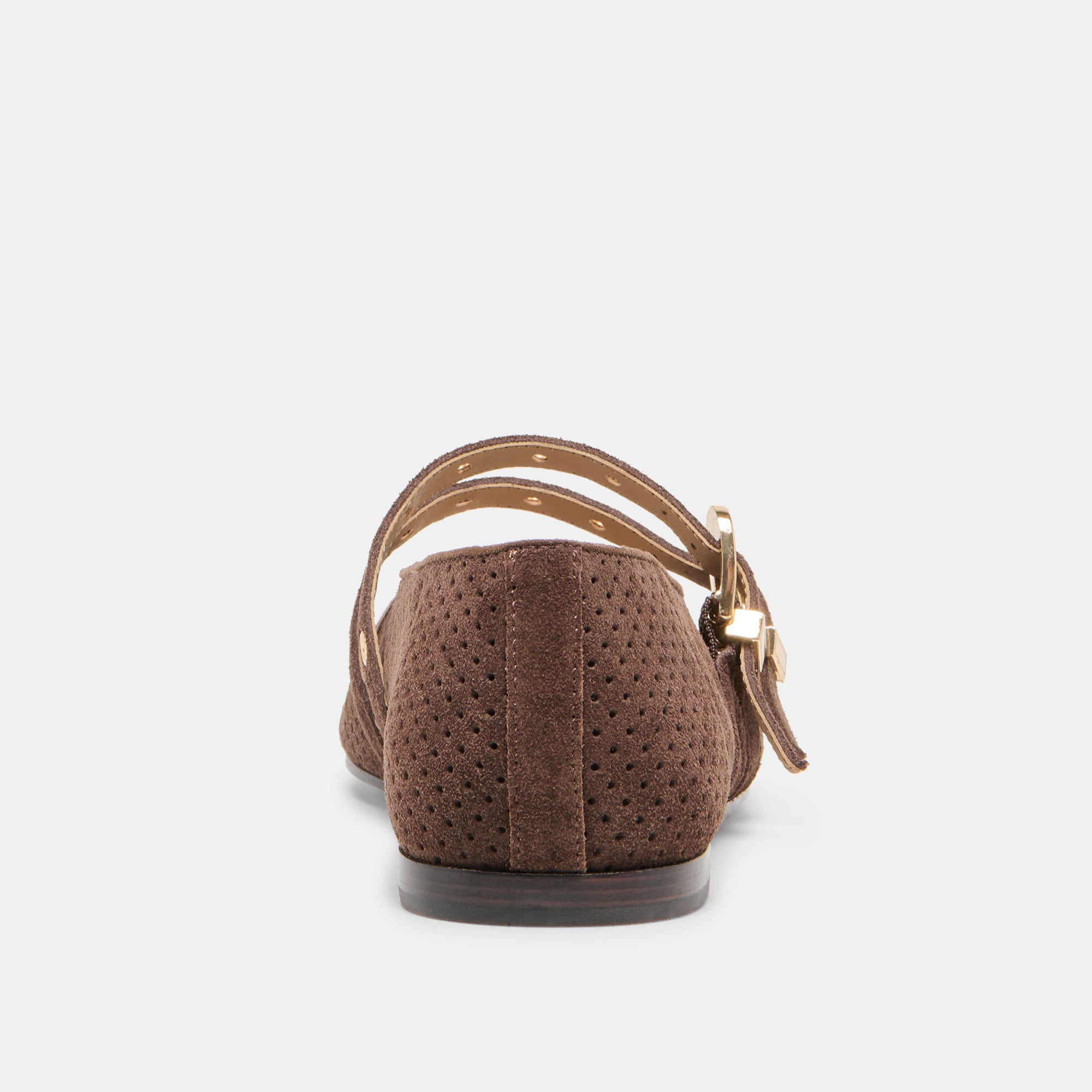 BAYLEE GROMMET BALLET FLATS DK BROWN PERFORATED SUEDE - Image 10