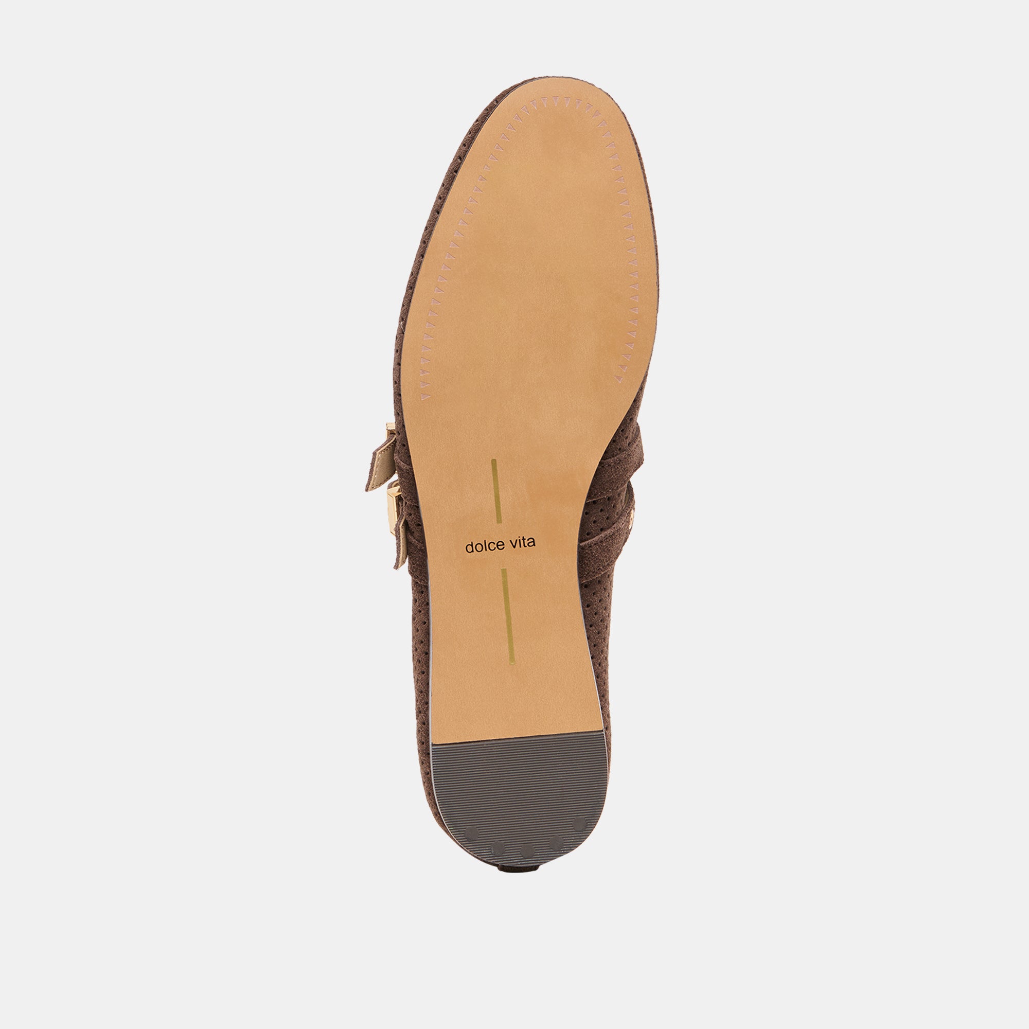 BAYLEE GROMMET BALLET FLATS DK BROWN PERFORATED SUEDE - Image 12