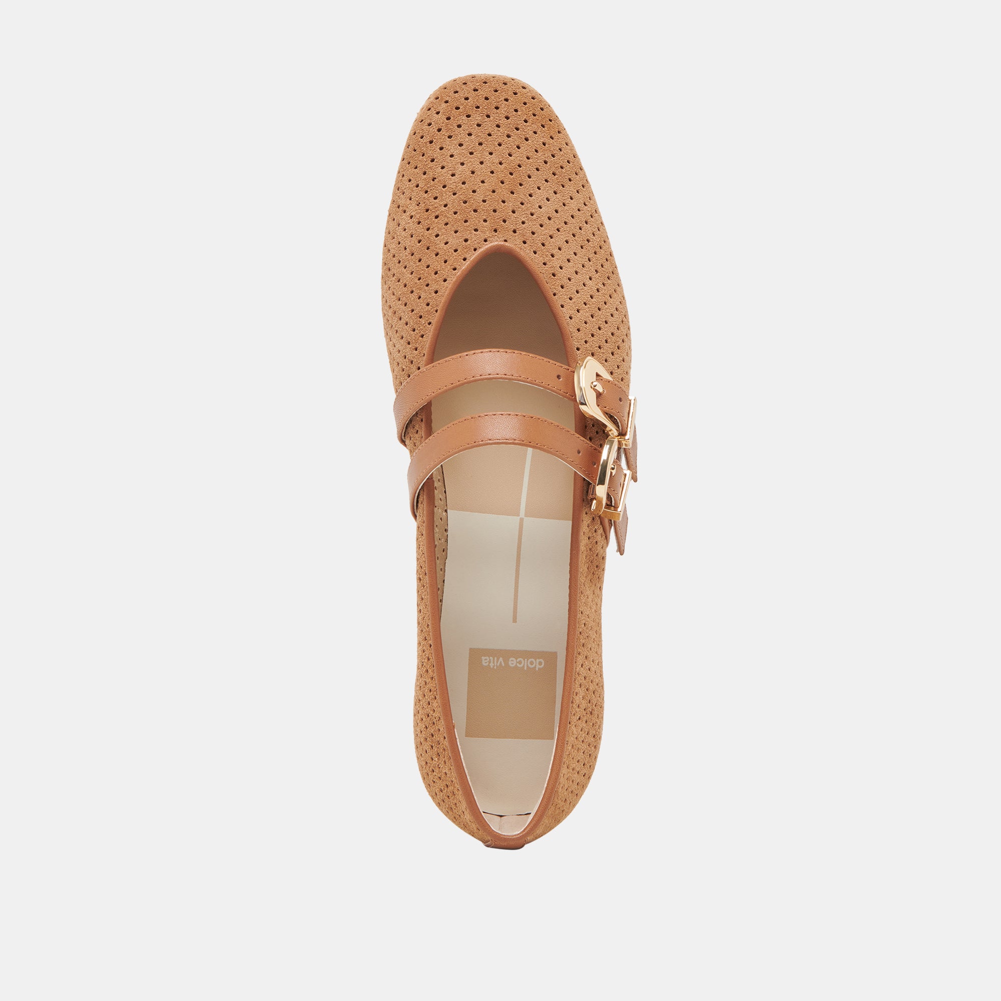 BAYLEE WIDE BALLETS FLATS PECAN PERFORATED SUEDE - Image 8