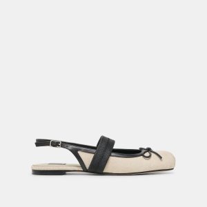 GRIFAN FLATS NATURAL BLACK LINEN