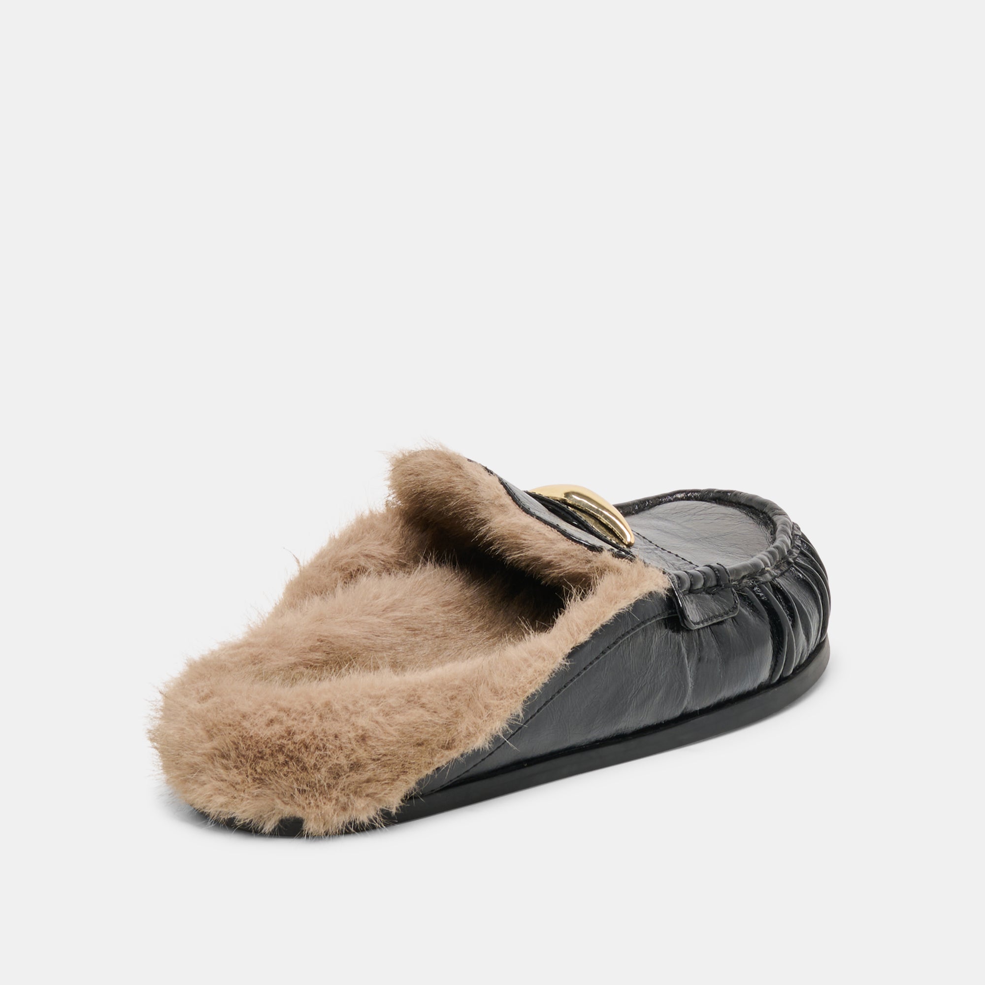 JODERO PLUSH FLATS BLACK LEATHER - Image 5