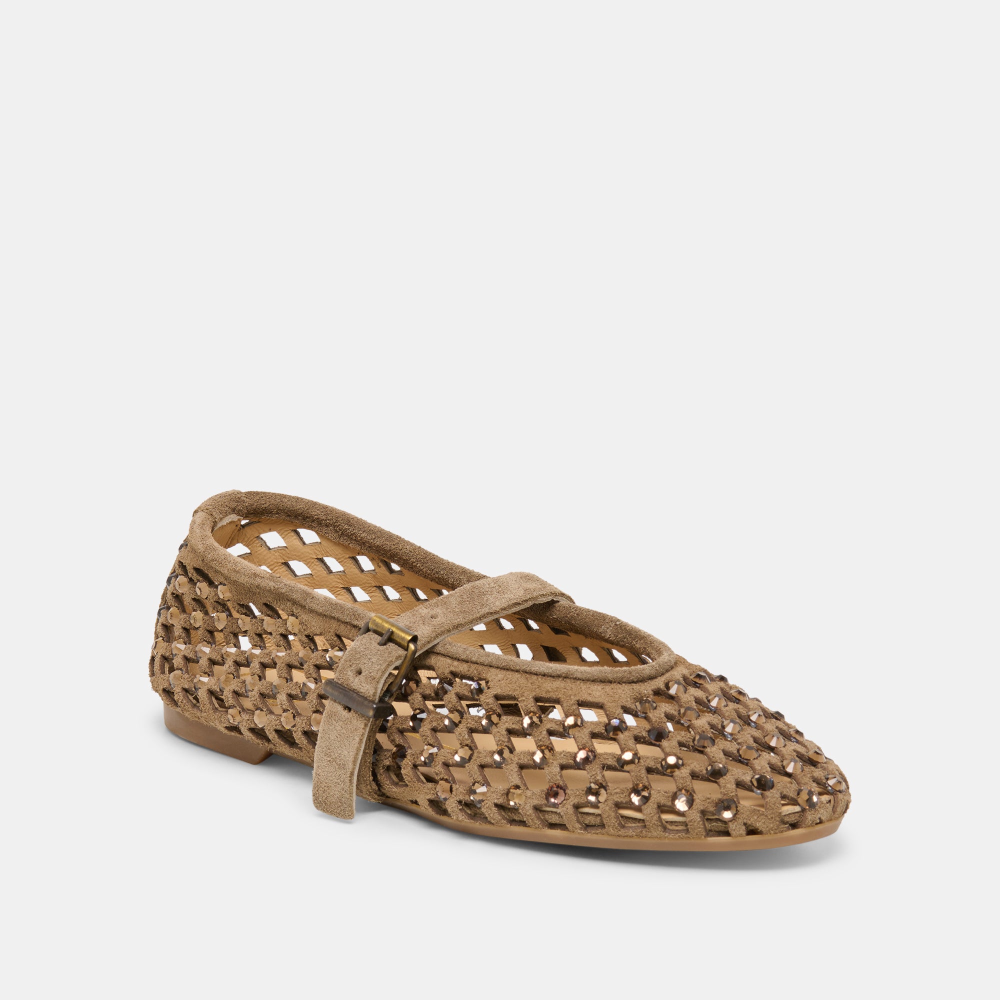 MAVIN RHINESTONE BALLET FLATS TAUPE SUEDE - Image 2