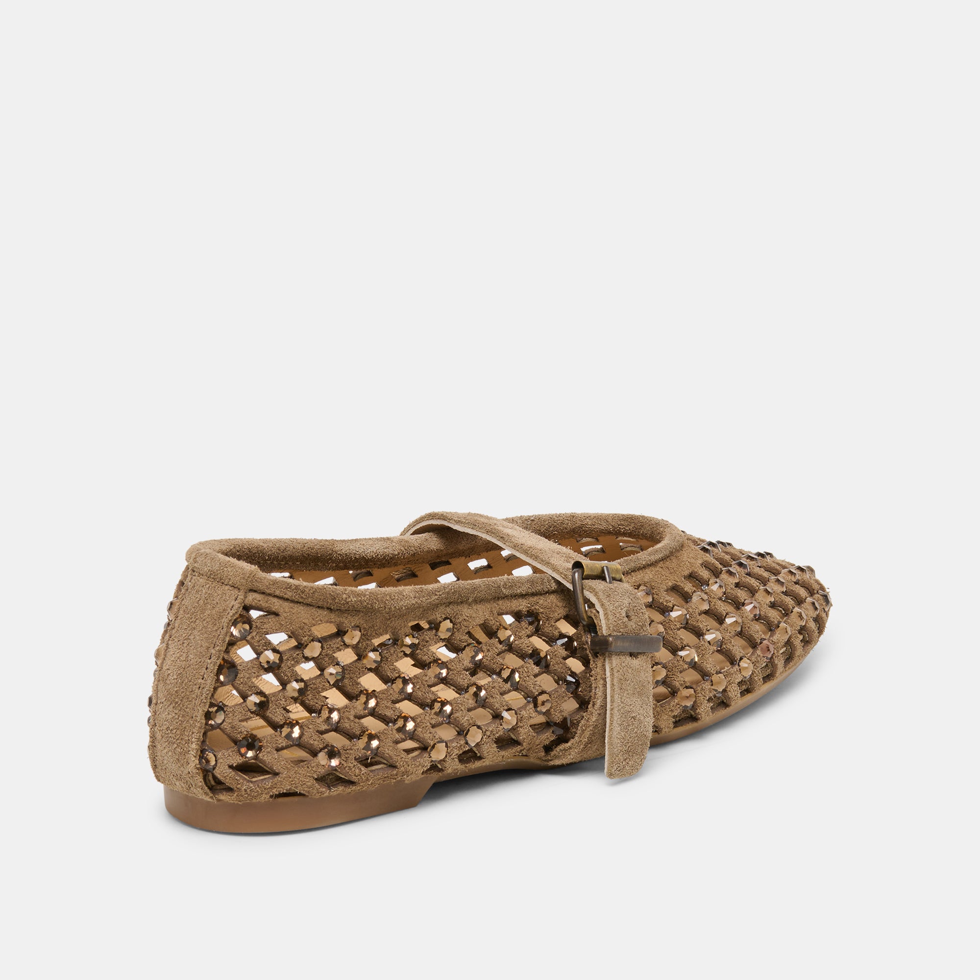 MAVIN RHINESTONE BALLET FLATS TAUPE SUEDE - Image 3