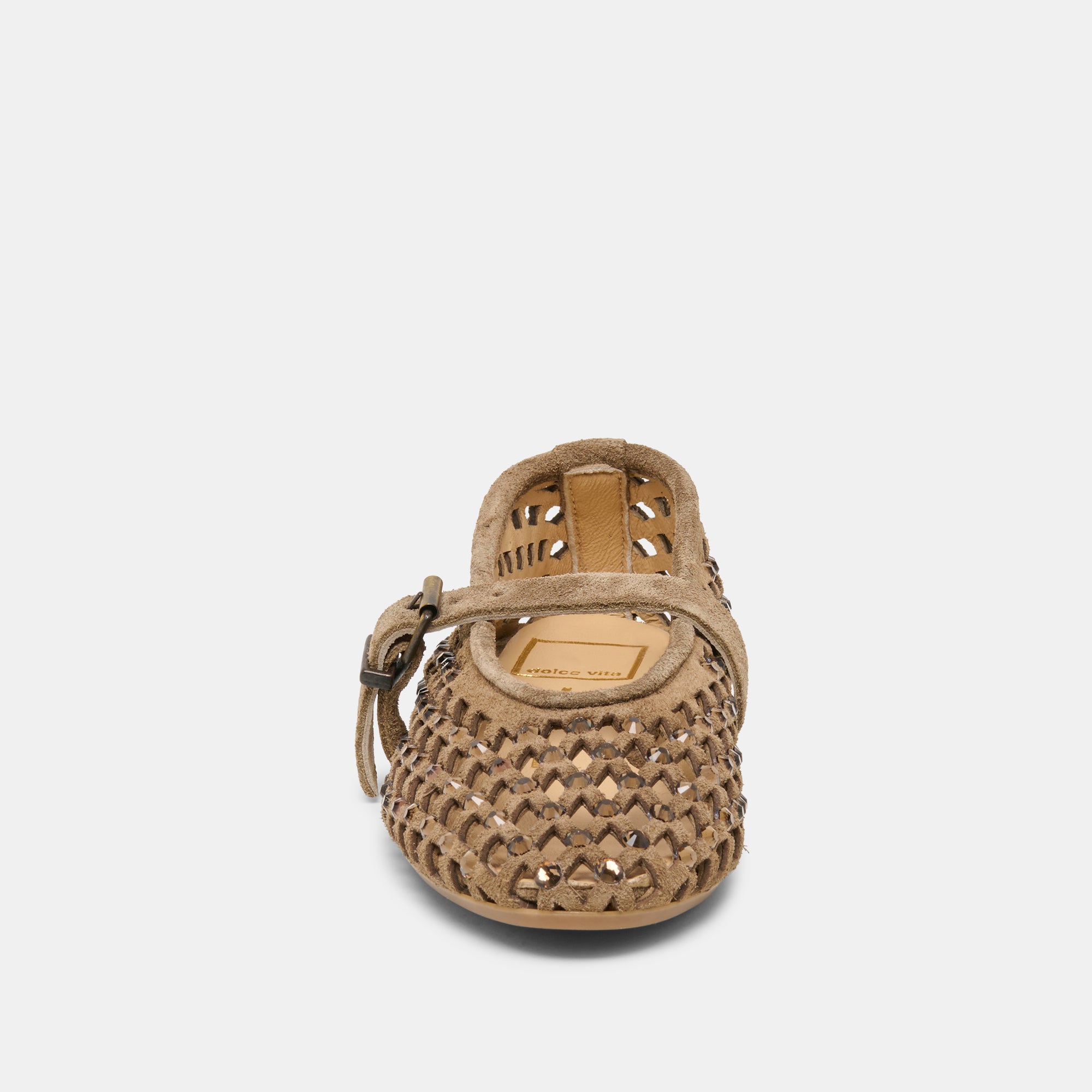 MAVIN RHINESTONE BALLET FLATS TAUPE SUEDE - Image 6