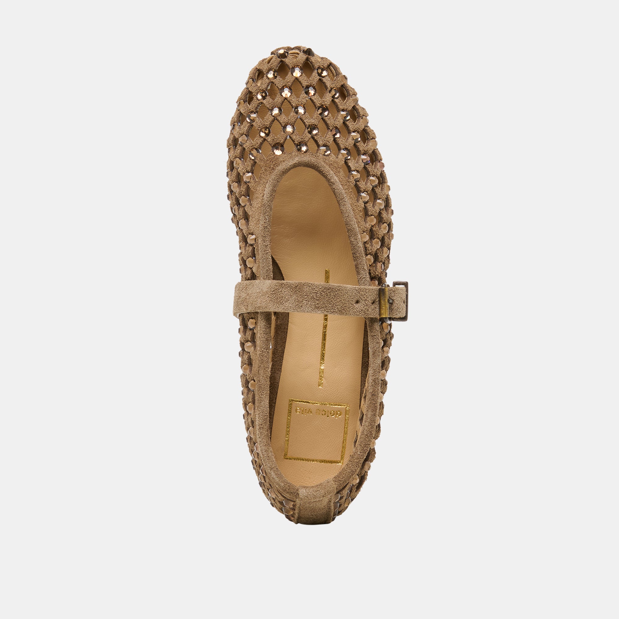 MAVIN RHINESTONE BALLET FLATS TAUPE SUEDE - Image 8