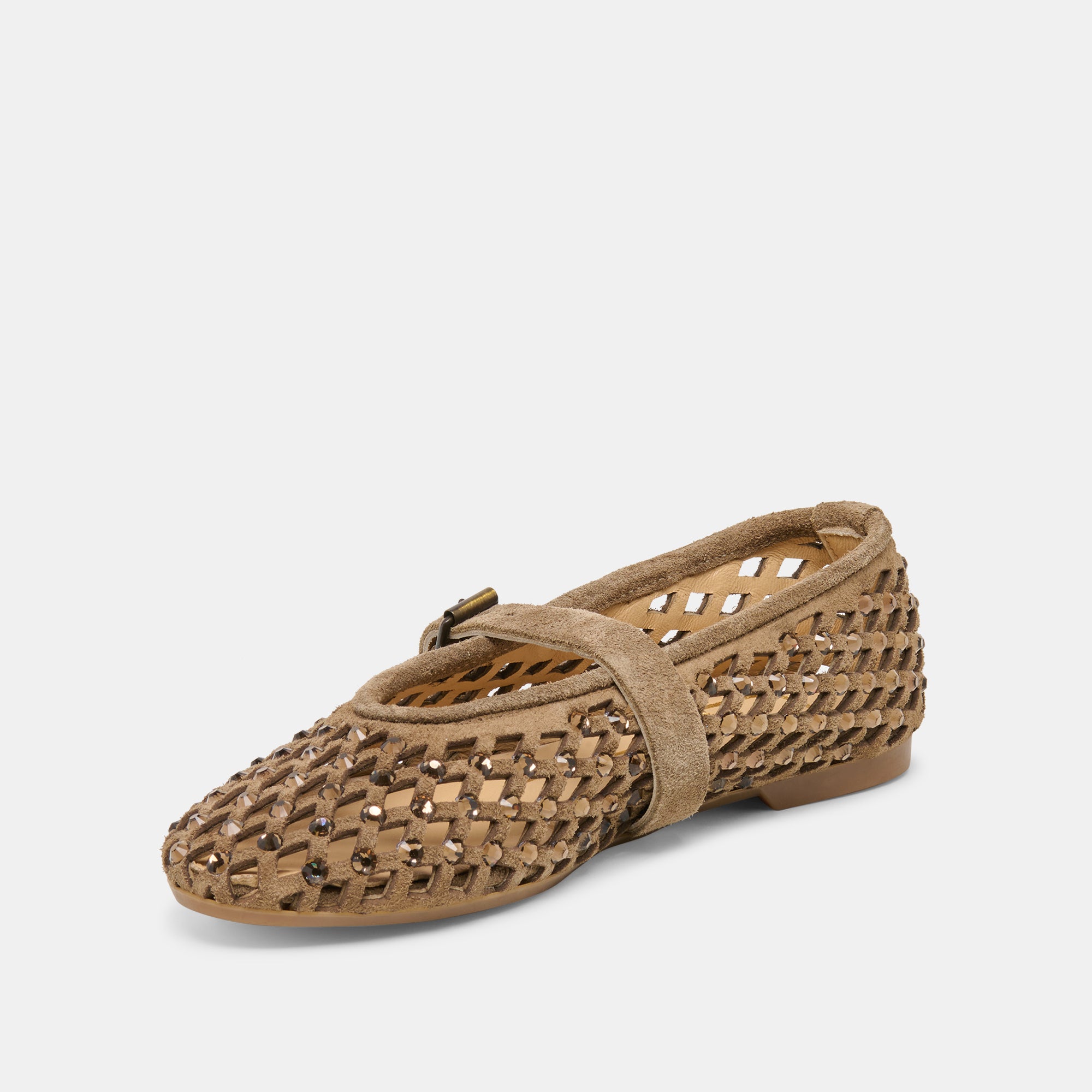 MAVIN RHINESTONE BALLET FLATS TAUPE SUEDE - Image 4