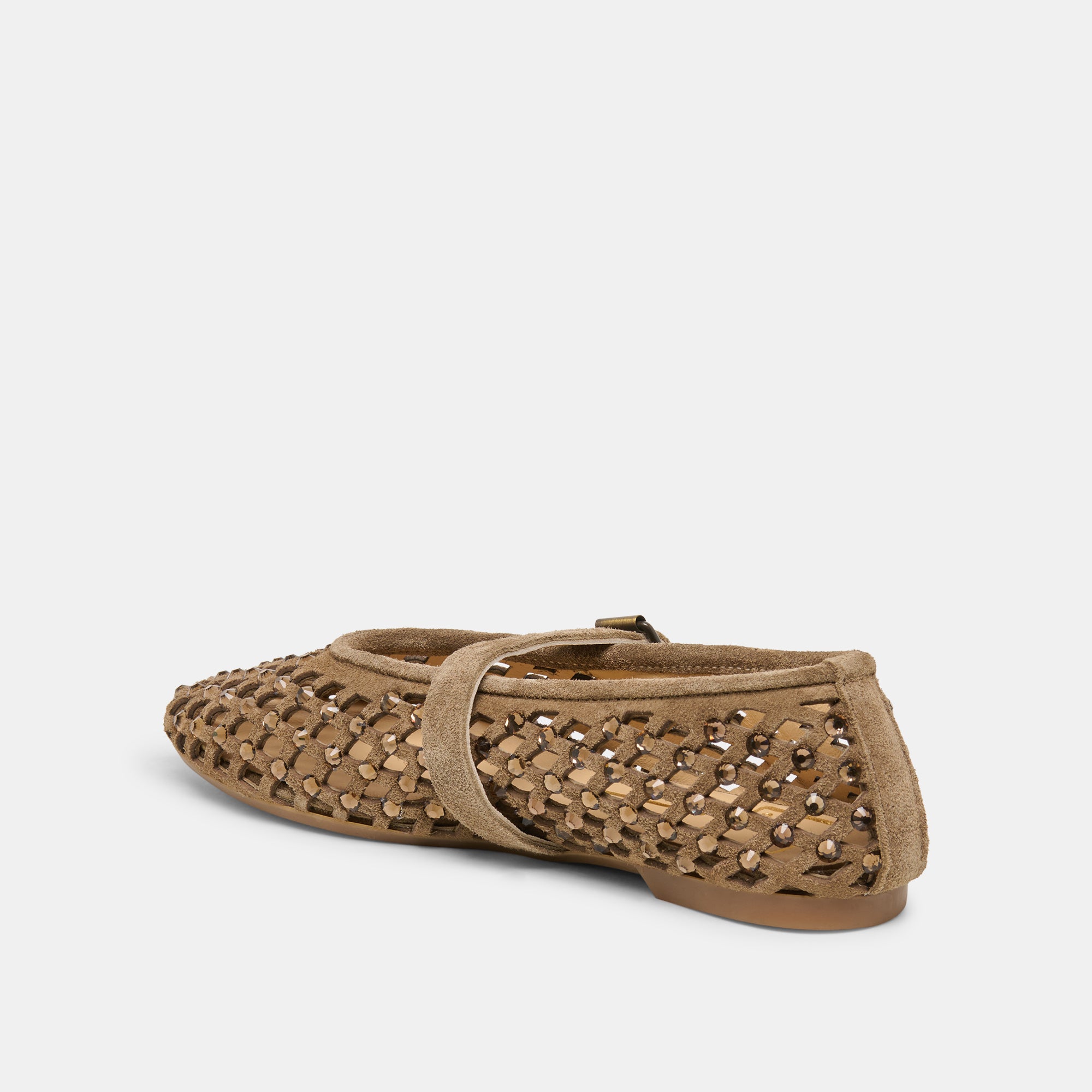 MAVIN RHINESTONE BALLET FLATS TAUPE SUEDE - Image 5
