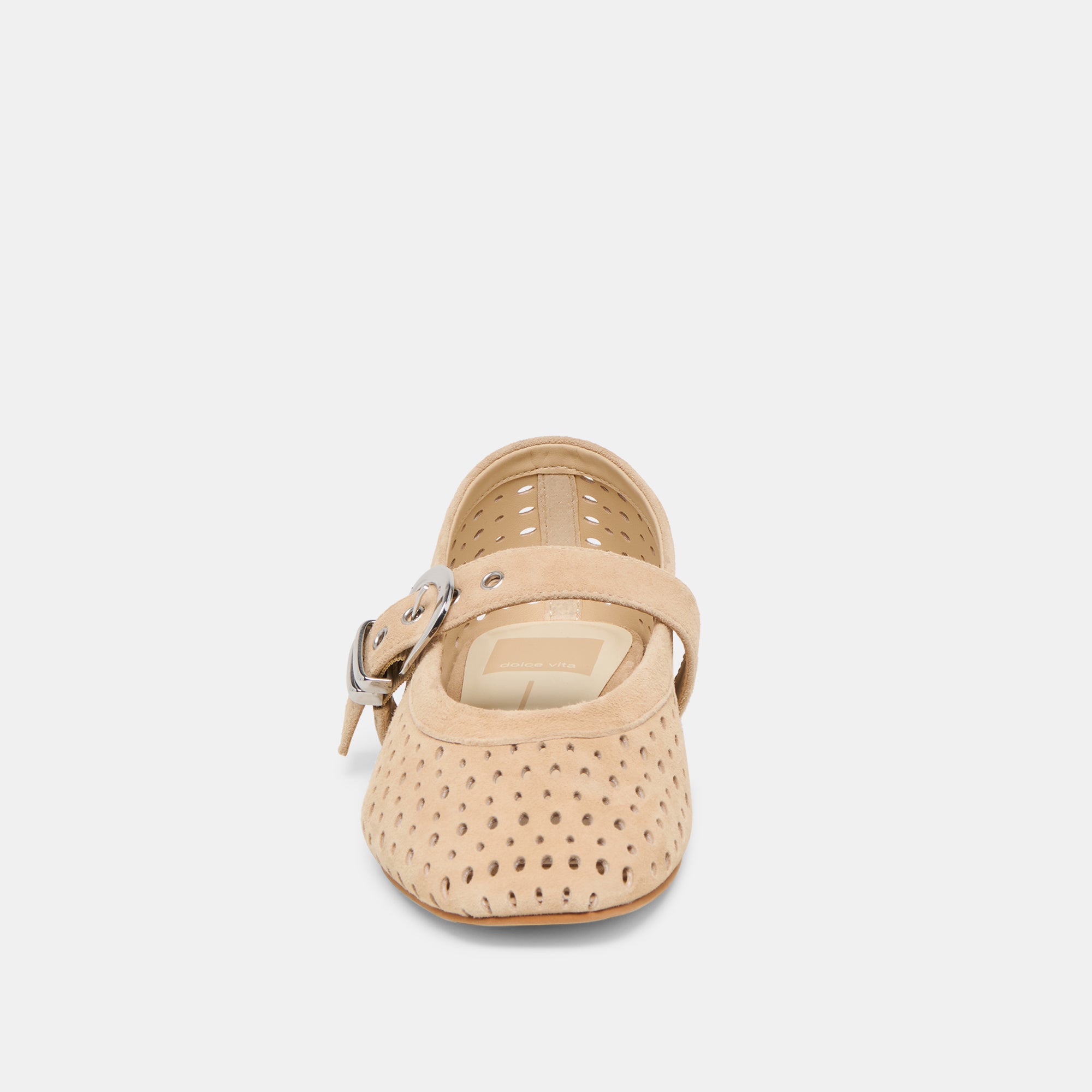 MIKEL BALLET FLATS CAMEL PERFORATED SUEDE - Image 8