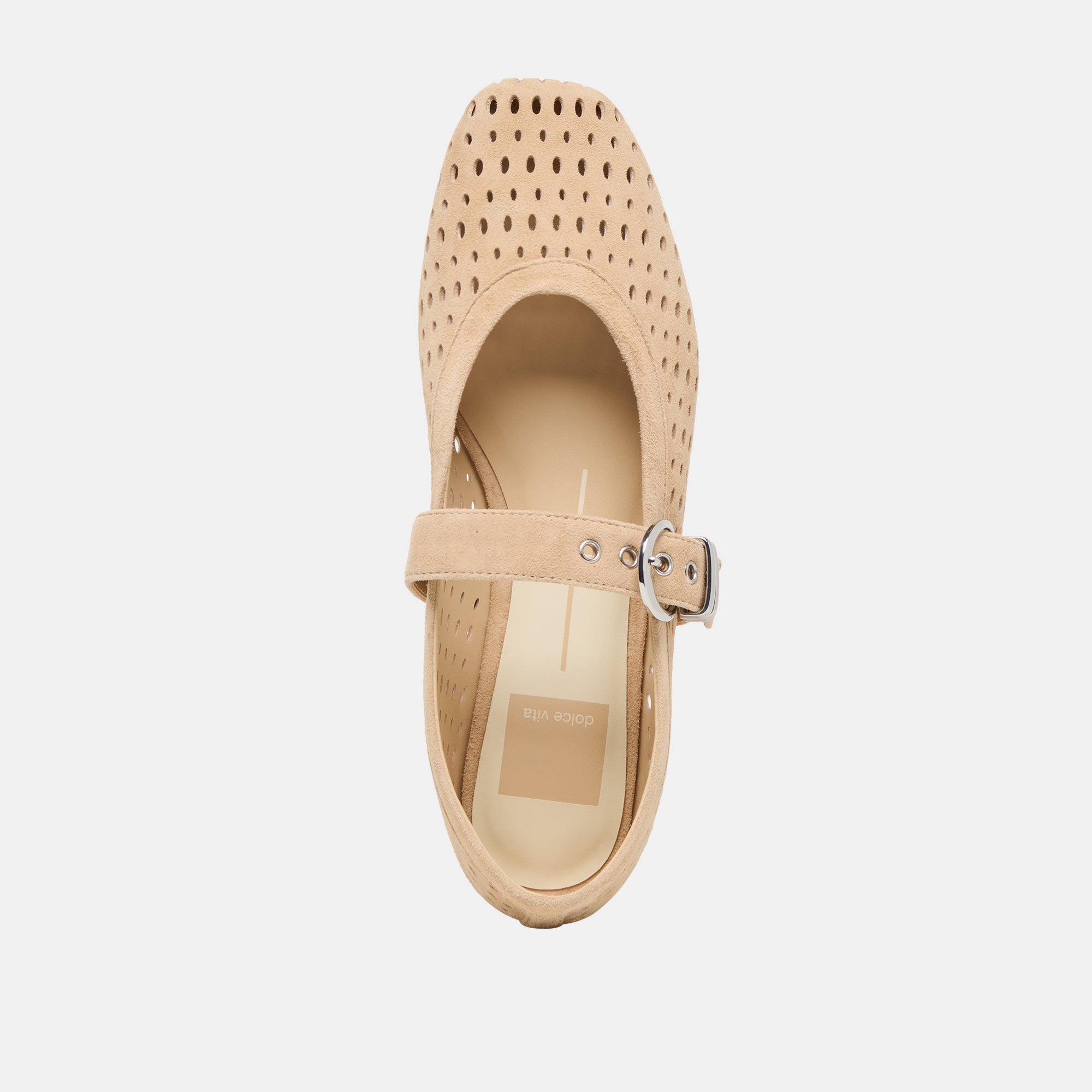 MIKEL BALLET FLATS CAMEL PERFORATED SUEDE - Image 10