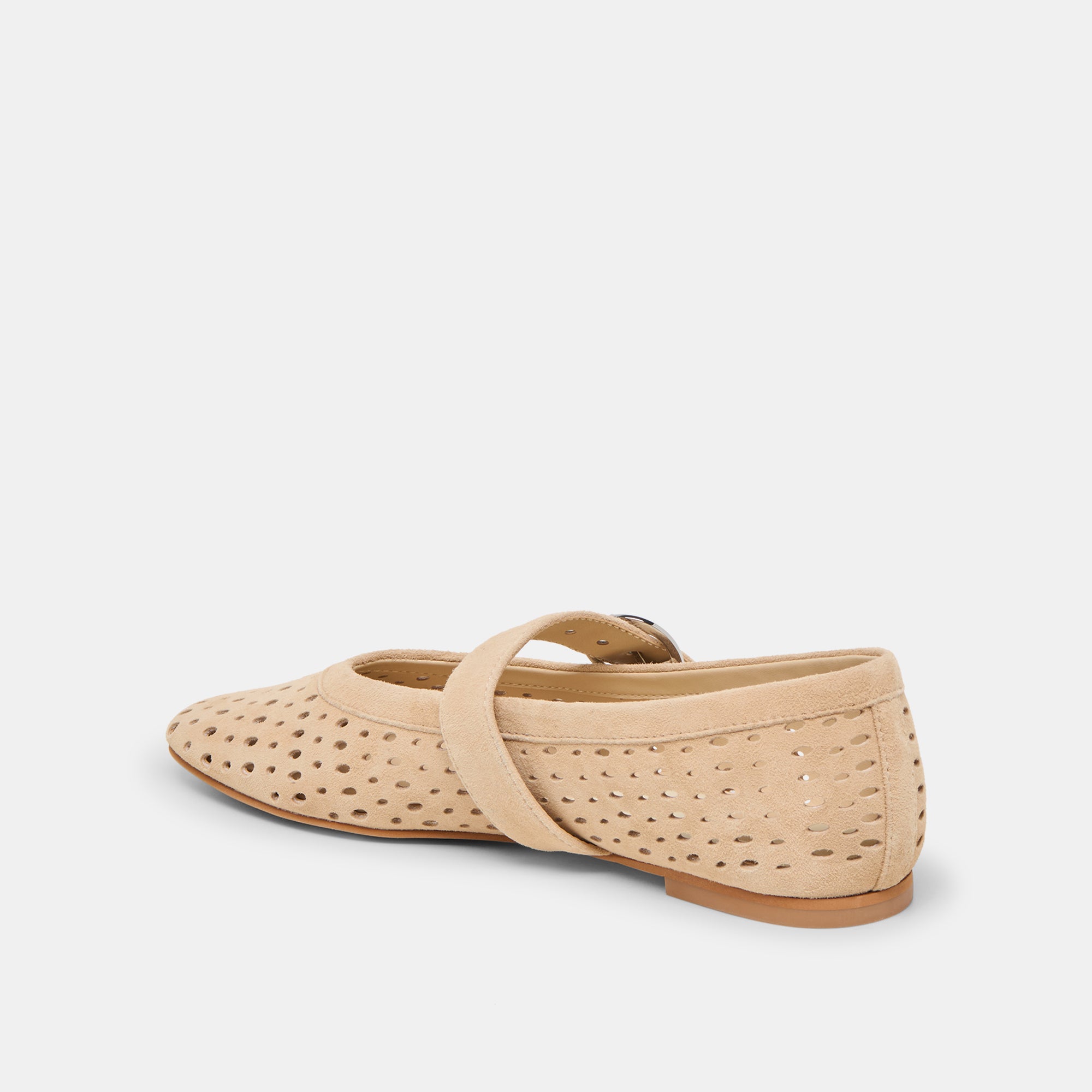 MIKEL BALLET FLATS CAMEL PERFORATED SUEDE - Image 7