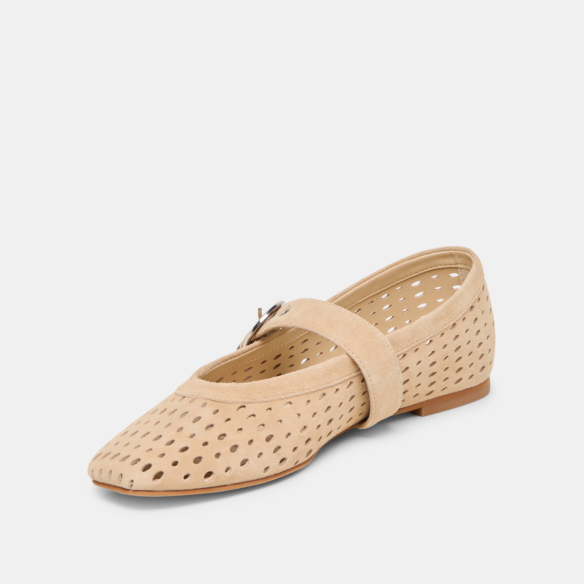 MIKEL BALLET FLATS CAMEL PERFORATED SUEDE - Image 6
