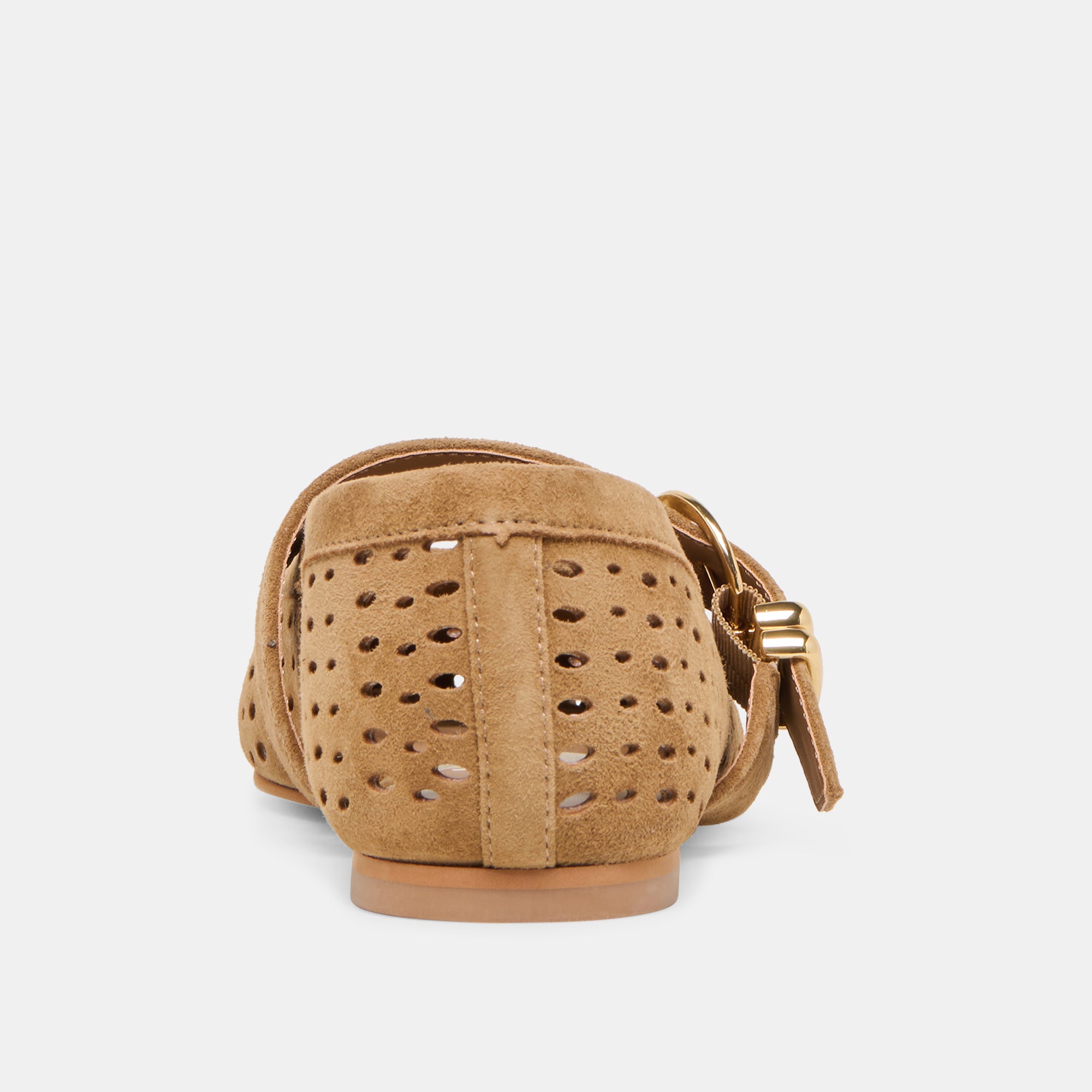 MIKEL BALLET FLATS LT BROWN PERFORATED SUEDE - Image 9