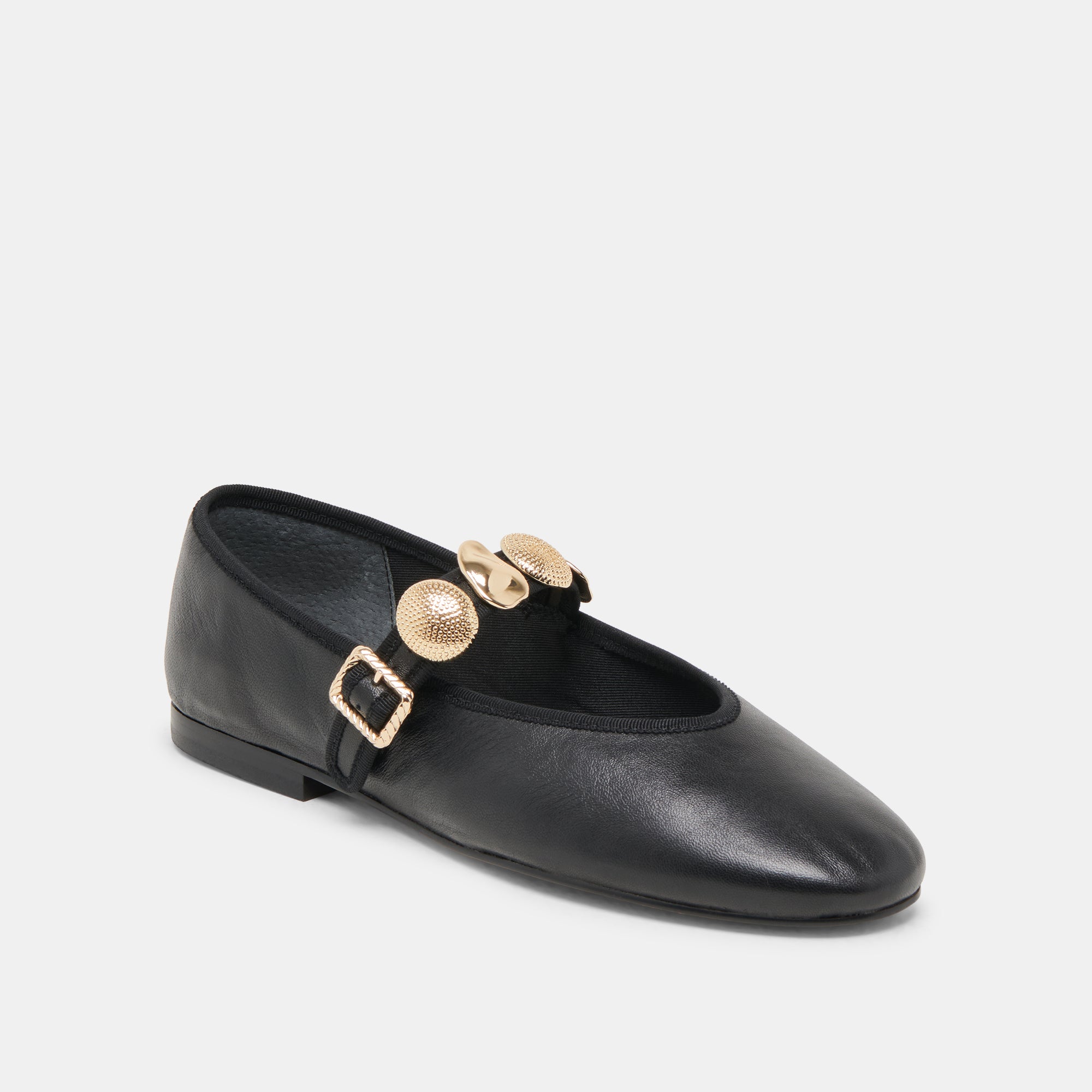 RELAN WIDE BALLET FLATS BLACK LEATHER - Image 2