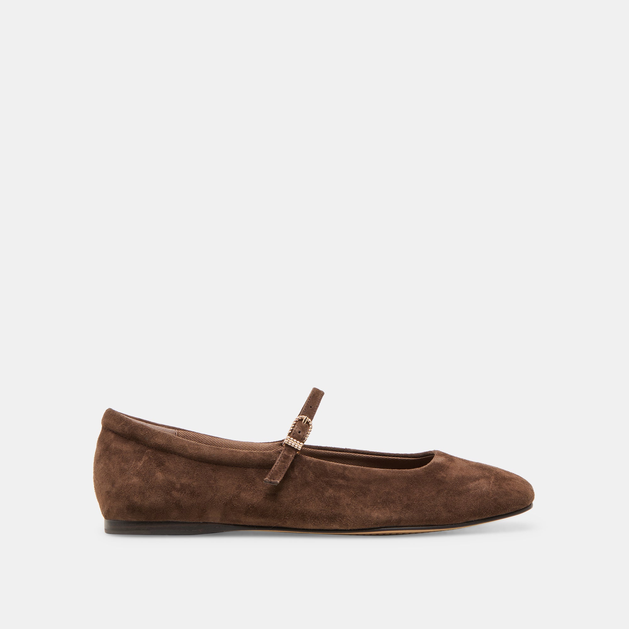 REYES WIDE BALLET FLATS DK BROWN SUEDE