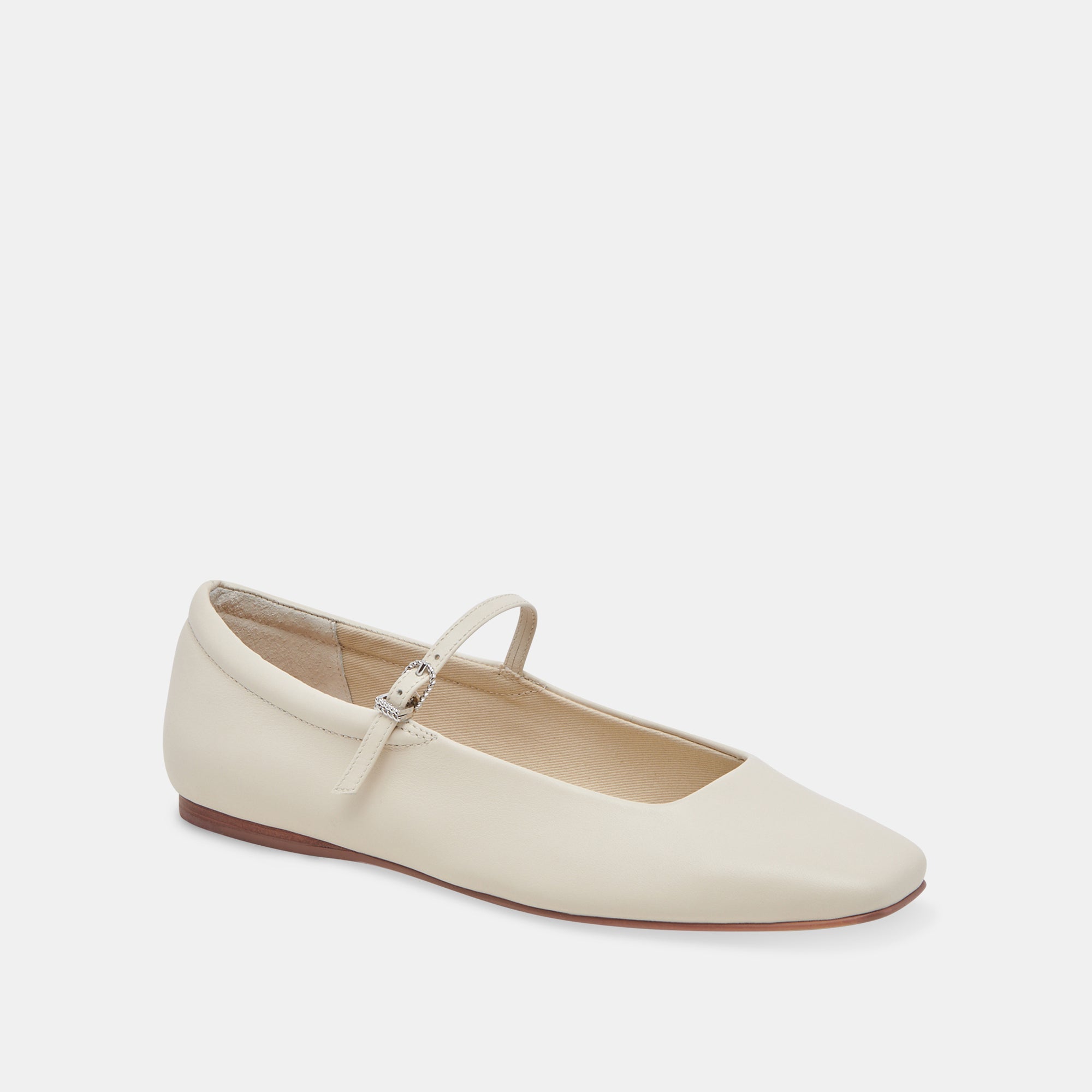 REYES WIDE BALLET FLATS IVORY LEATHER - Image 8
