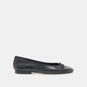 RITLA WIDE BALLET FLATS BLACK LEATHER