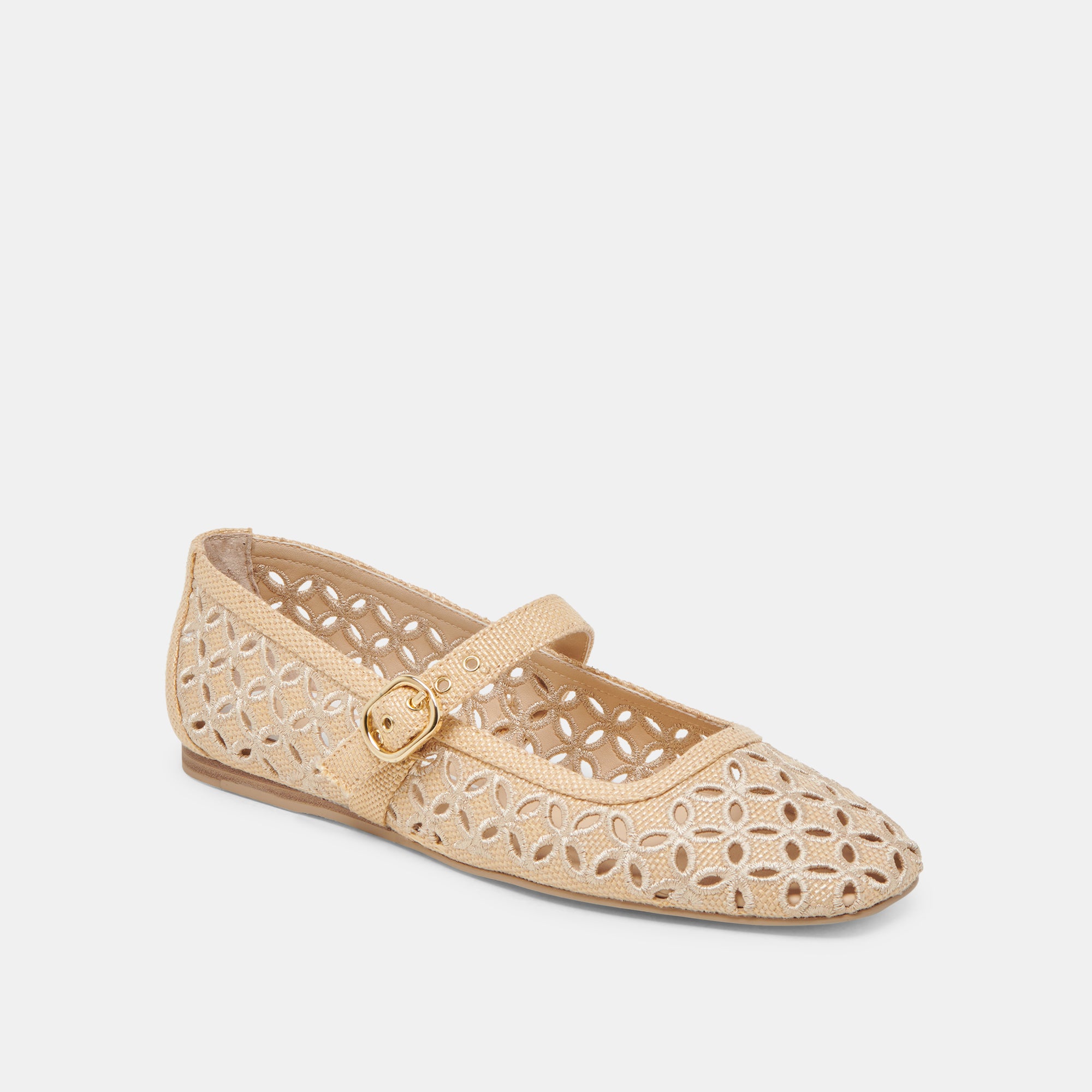 RODNI EYELET PERF BALLET FLATS LT NATURAL WOVEN RAFFIA - Image 3
