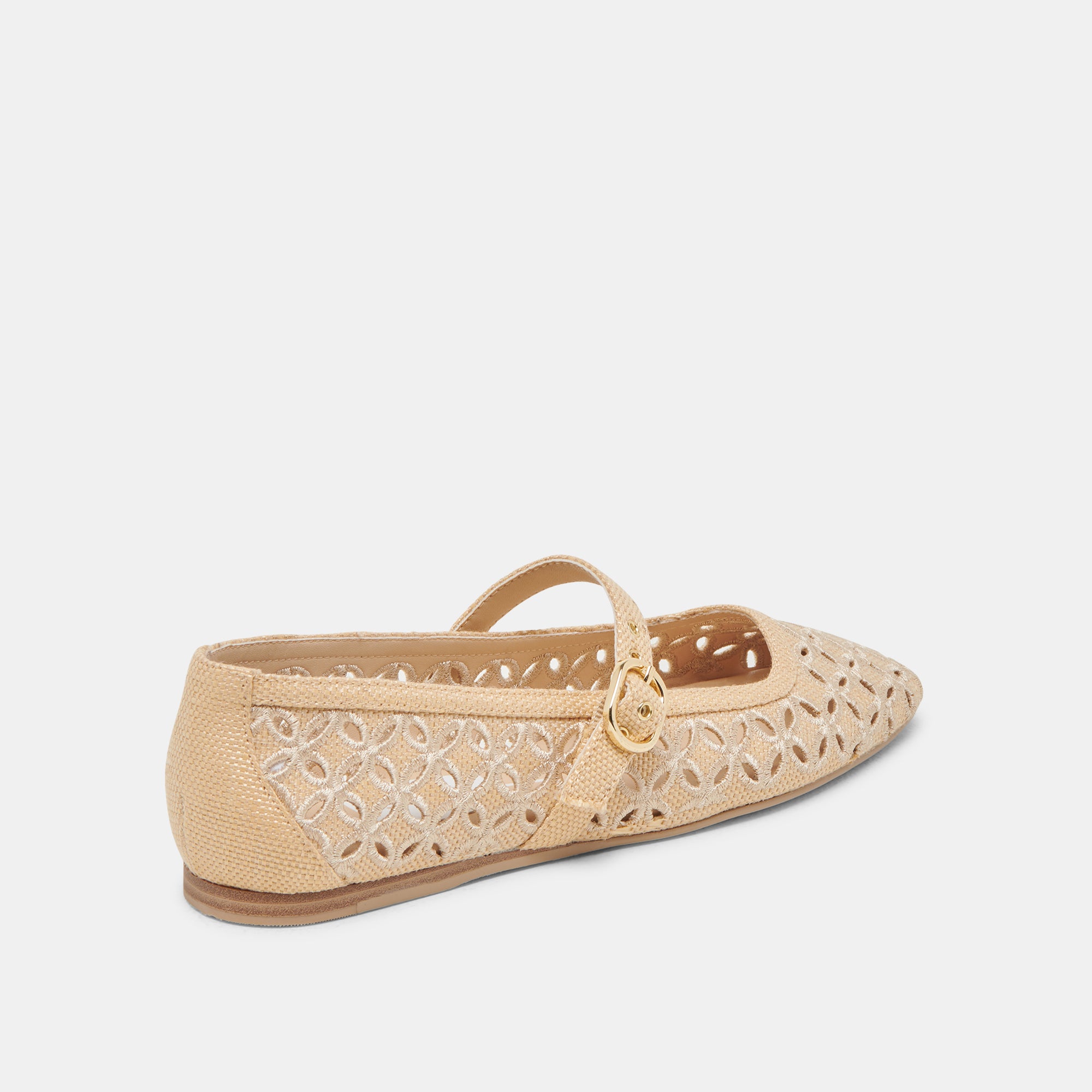 RODNI EYELET PERF BALLET FLATS LT NATURAL WOVEN RAFFIA - Image 5