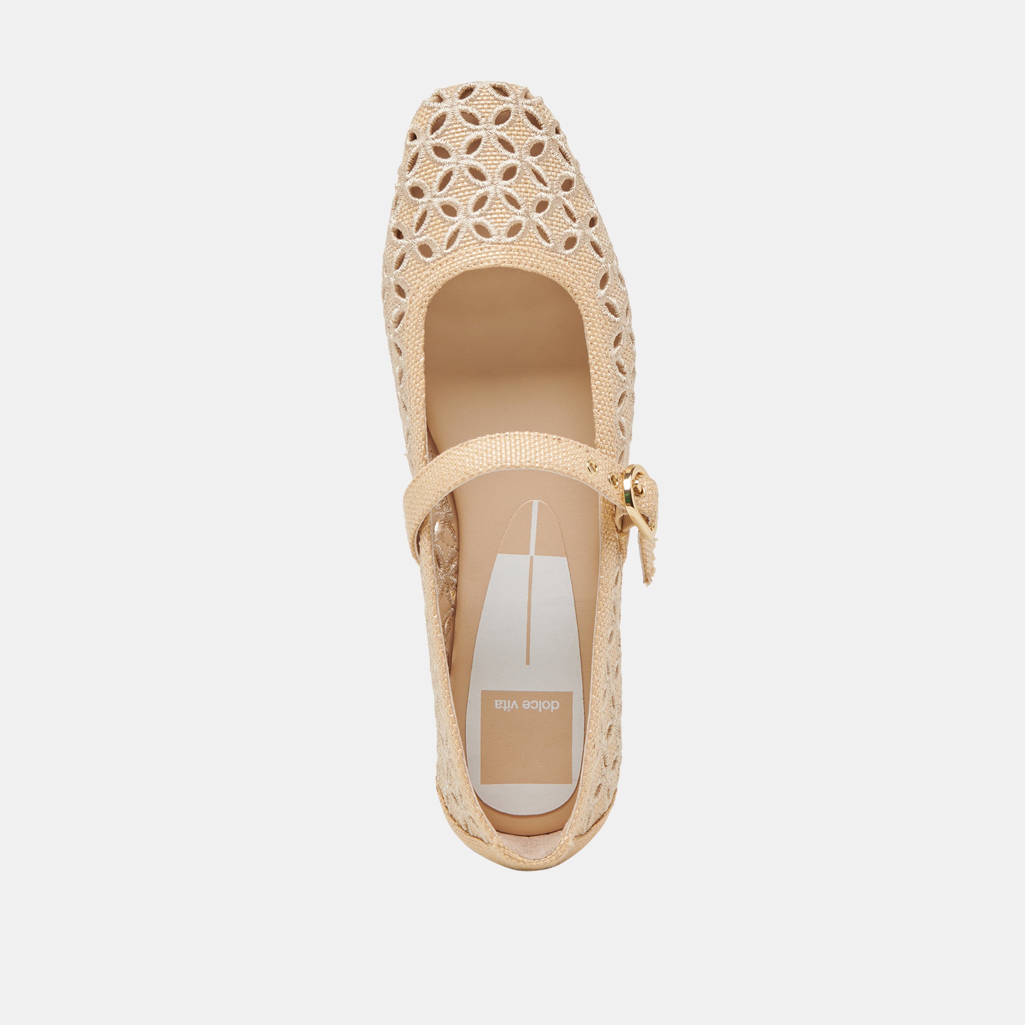 RODNI EYELET PERF BALLET FLATS LT NATURAL WOVEN RAFFIA - Image 10