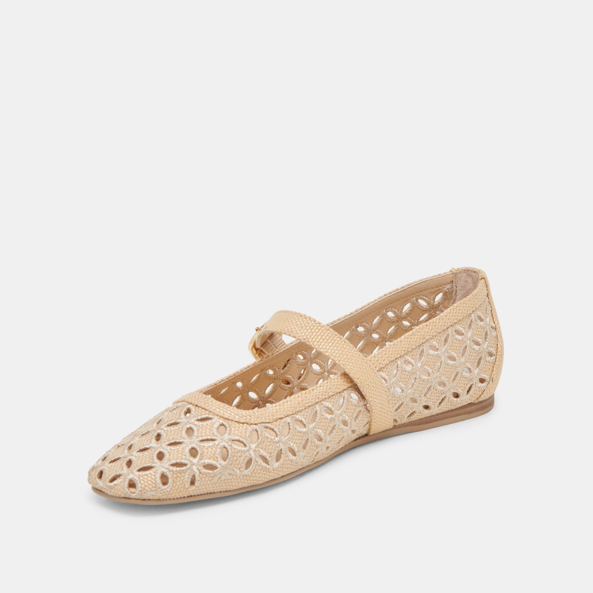 RODNI EYELET PERF BALLET FLATS LT NATURAL WOVEN RAFFIA - Image 6