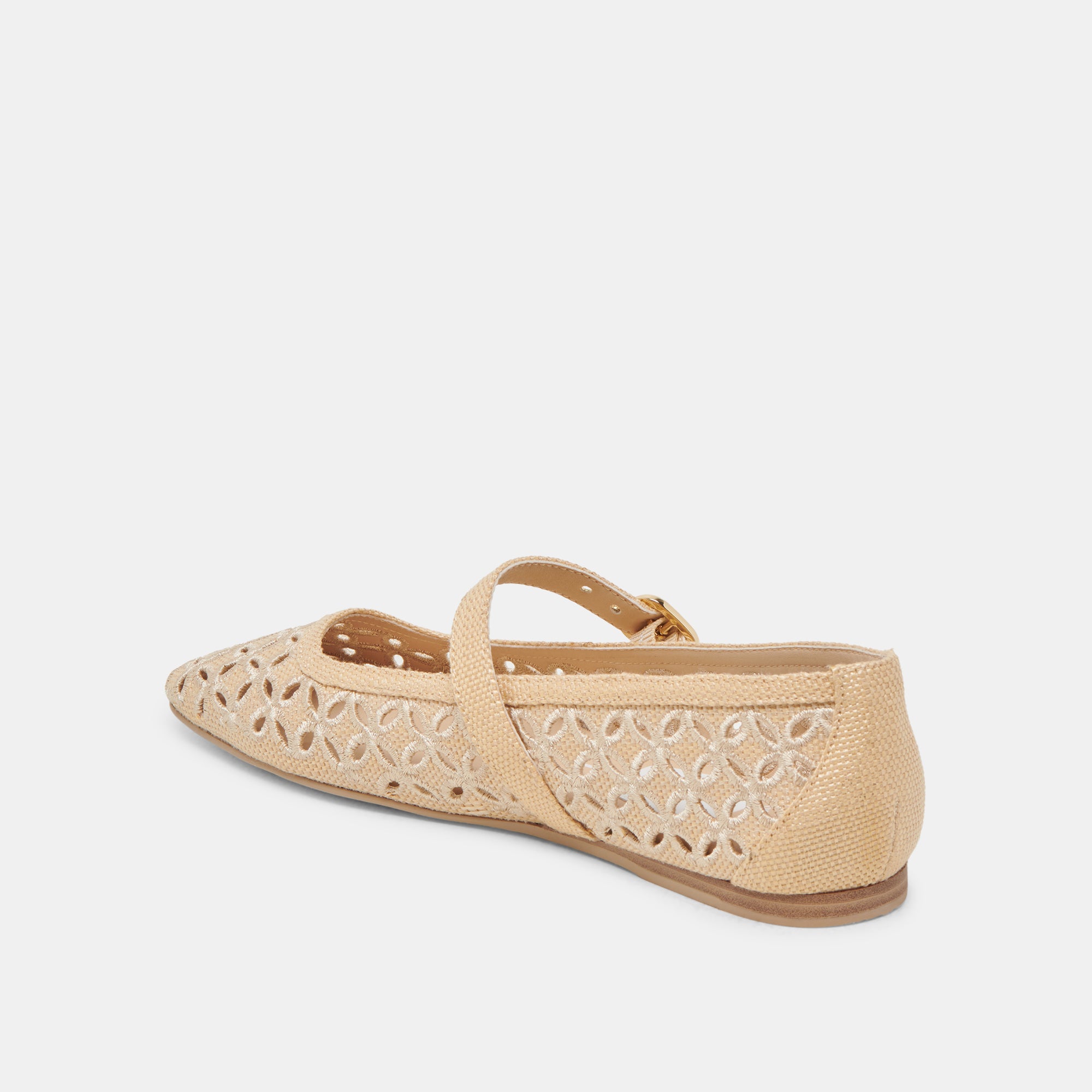 RODNI EYELET PERF BALLET FLATS LT NATURAL WOVEN RAFFIA - Image 7