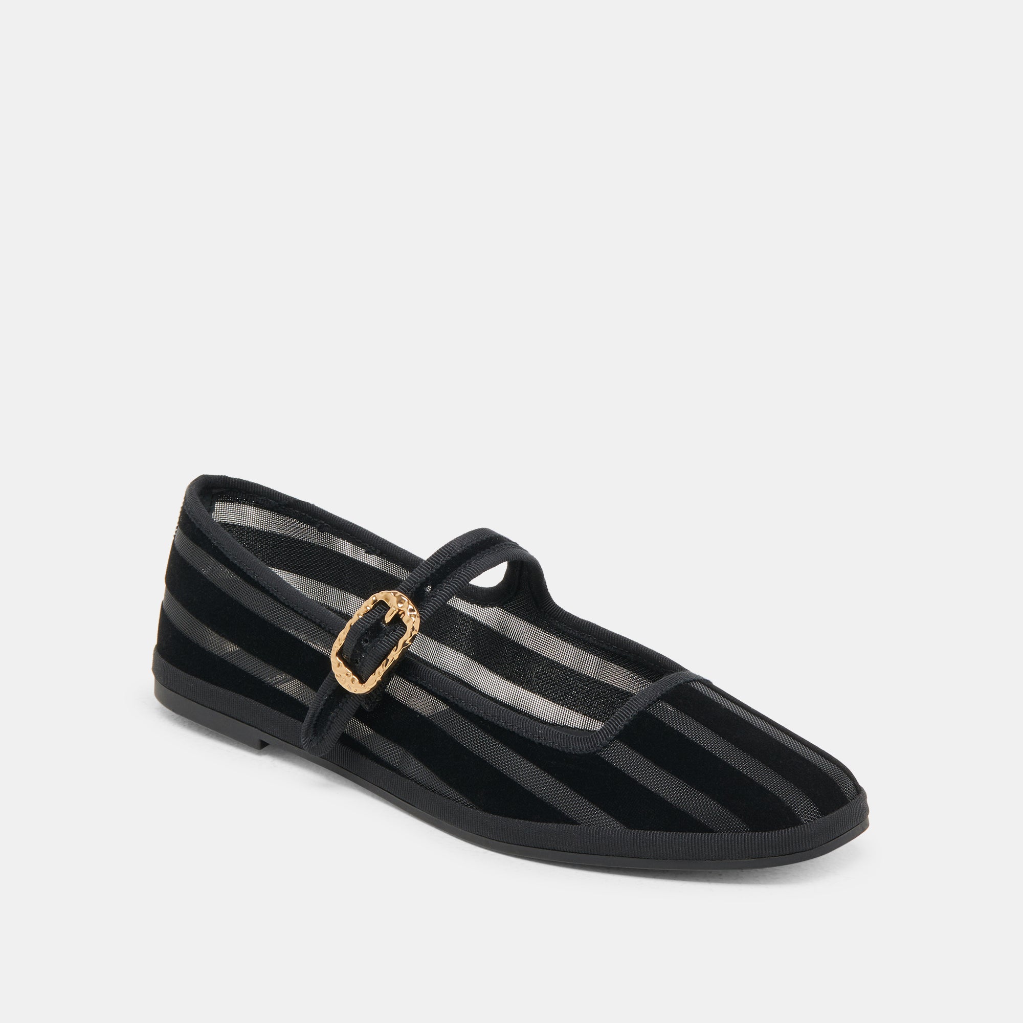 TAMEKA BALLET FLATS BLACK STRIPE MESH - Image 2