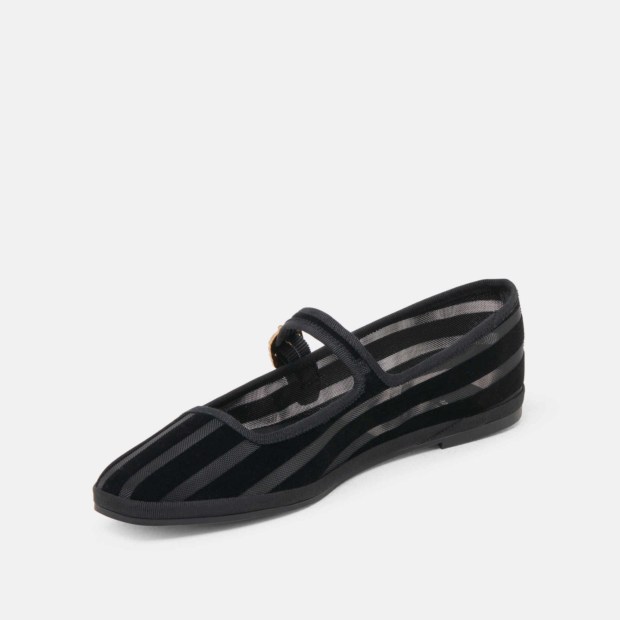 TAMEKA BALLET FLATS BLACK STRIPE MESH - Image 4