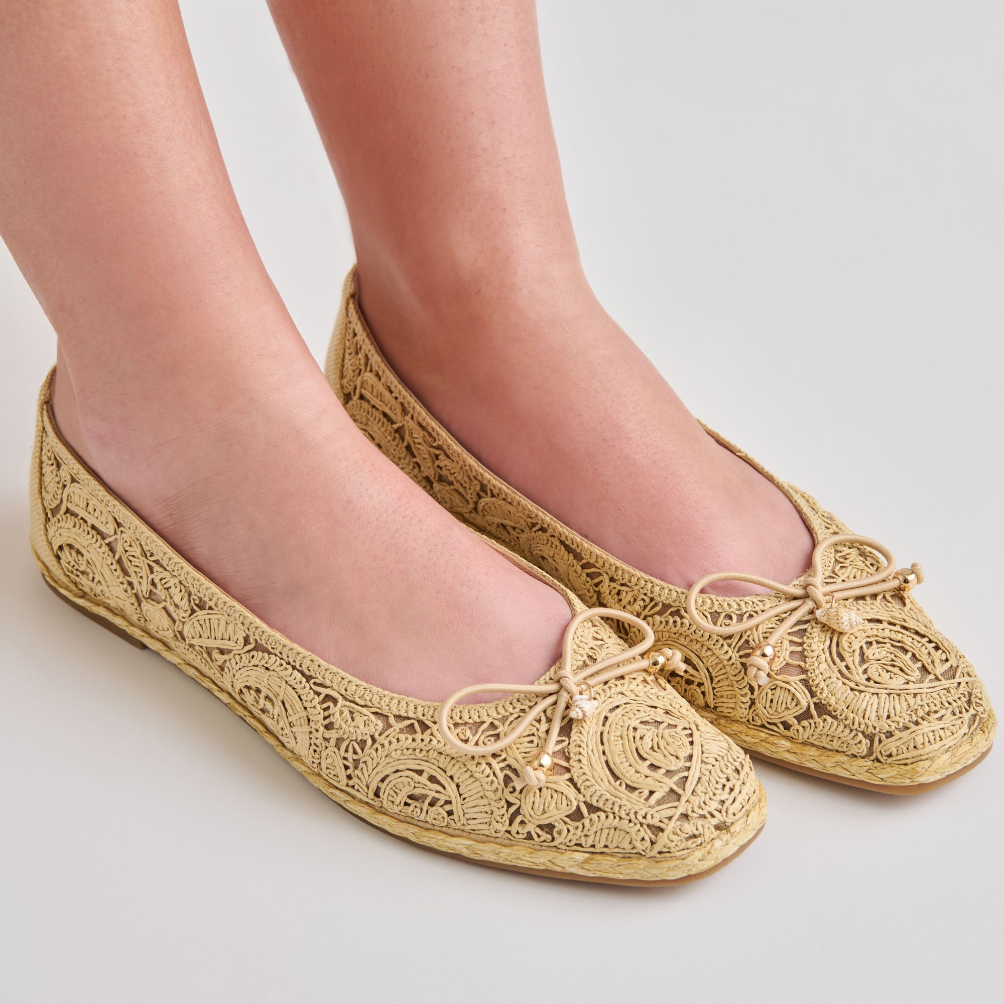 TIANNA BALLET FLATS LT NATURAL RAFFIA LACE - Image 2