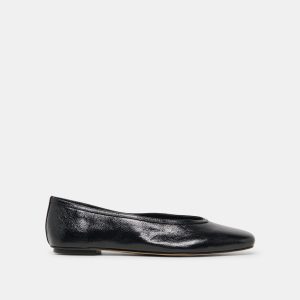 CARET BALLET FLATS BLACK LEATHER