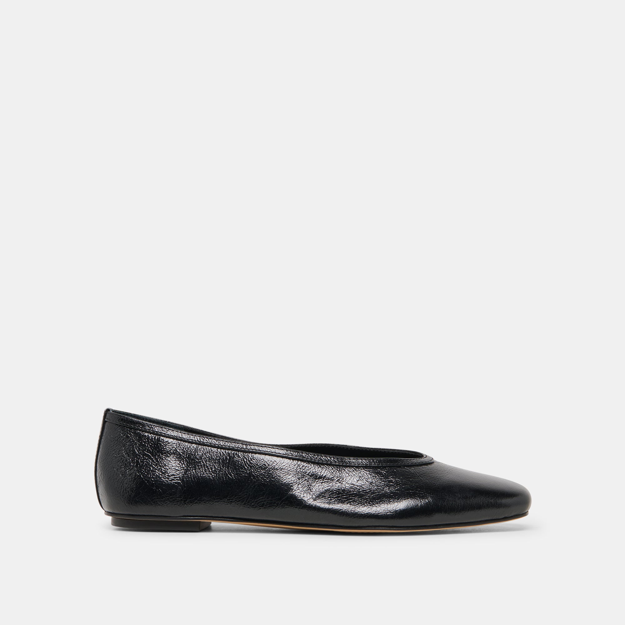 CARET BALLET FLATS BLACK LEATHER