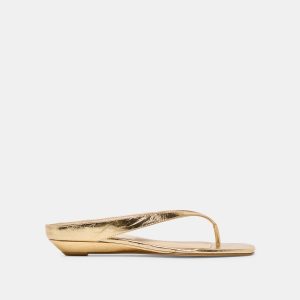 GIZEL SANDALS GOLD CRINKLE PATENT