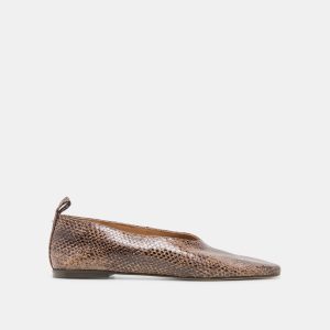 KORY BALLET FLATS SNAKE TAN EMBOSSED LEATHER