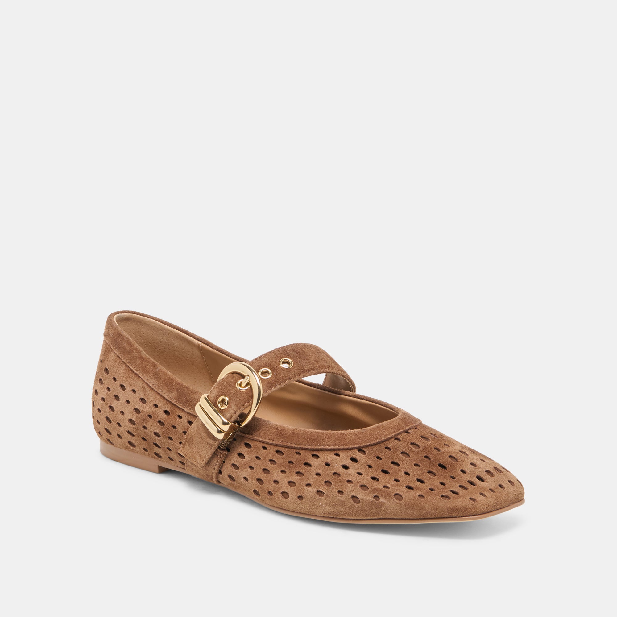MIKELA BALLET FLATS COCOA PERFORATED SUEDE - Image 2