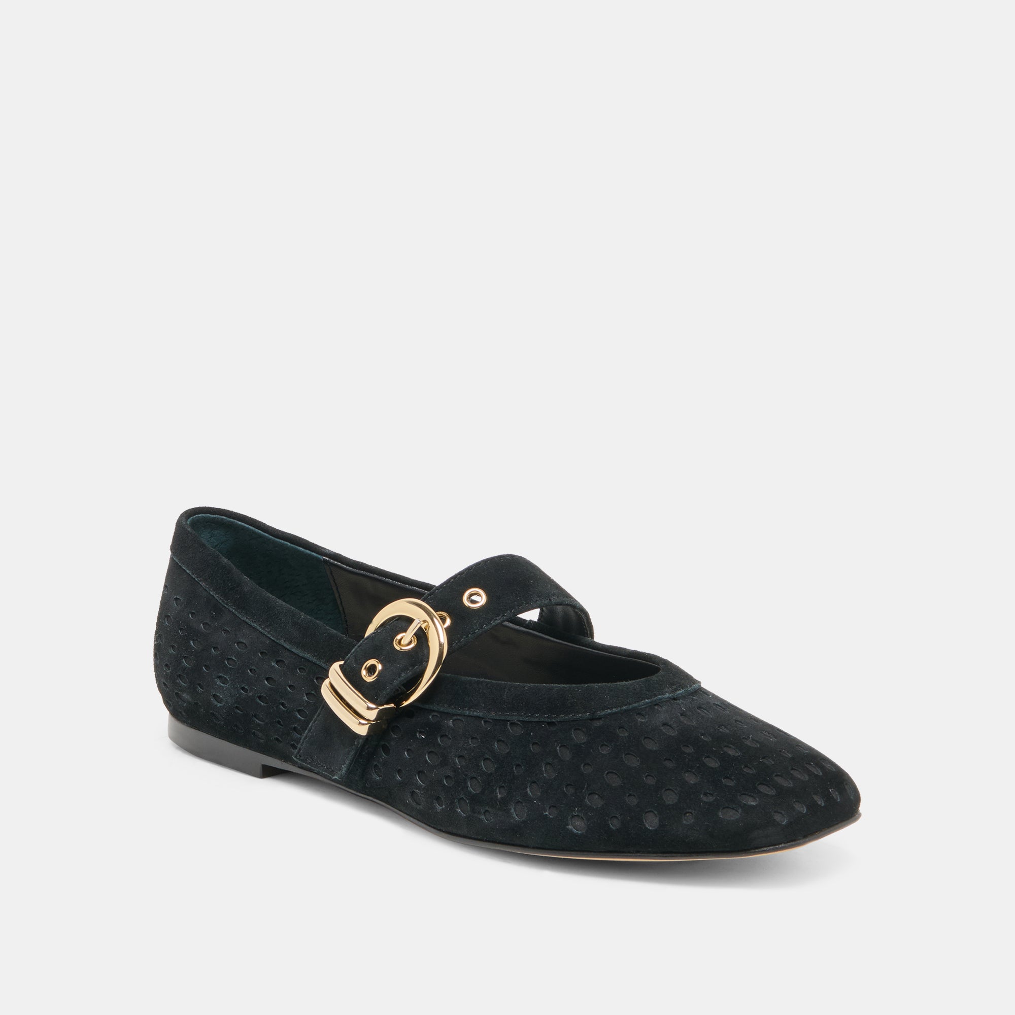MIKELA BALLET FLATS ONYX PERFORATED SUEDE - Image 2