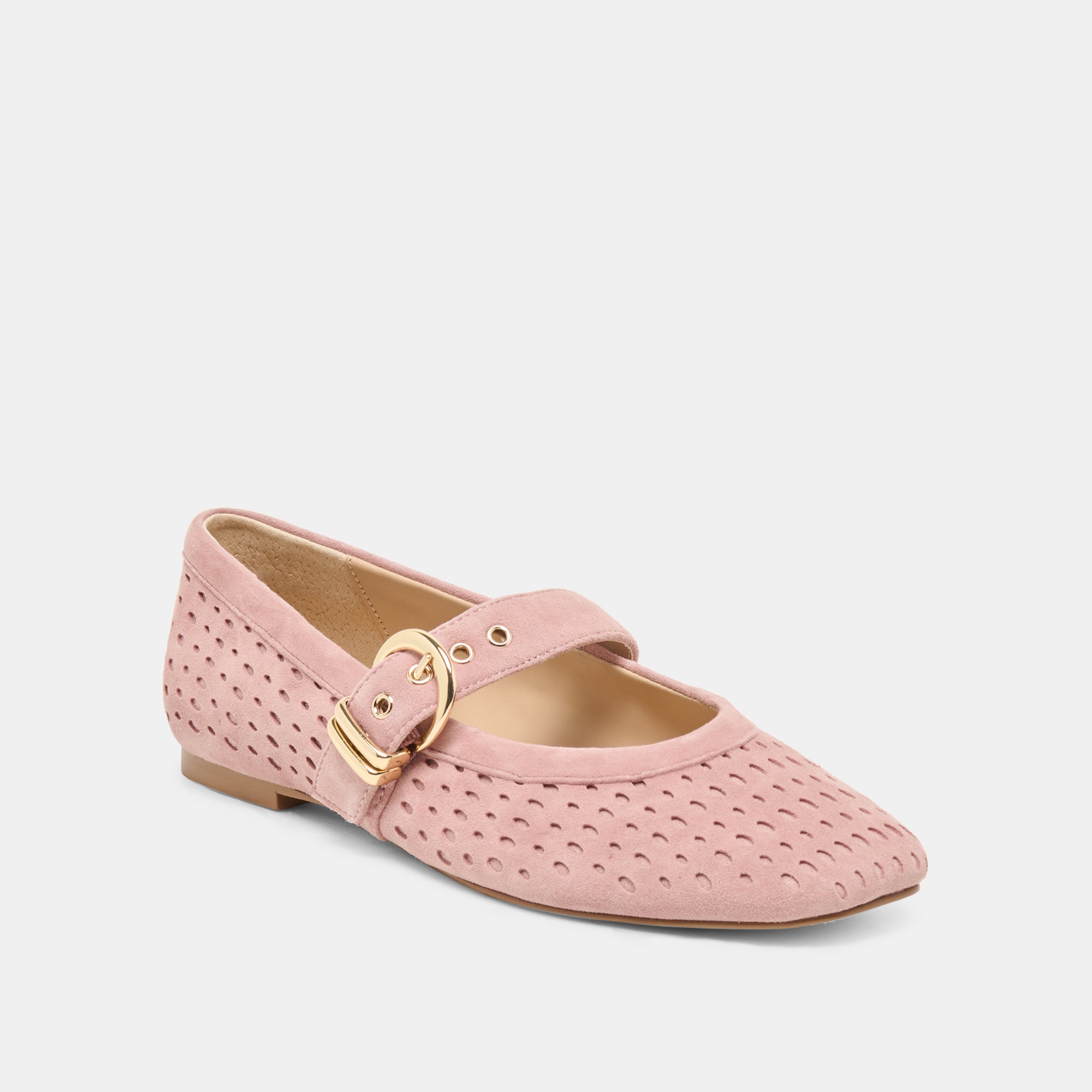 MIKELA BALLET FLATS PINK PERFORATED SUEDE - Image 2
