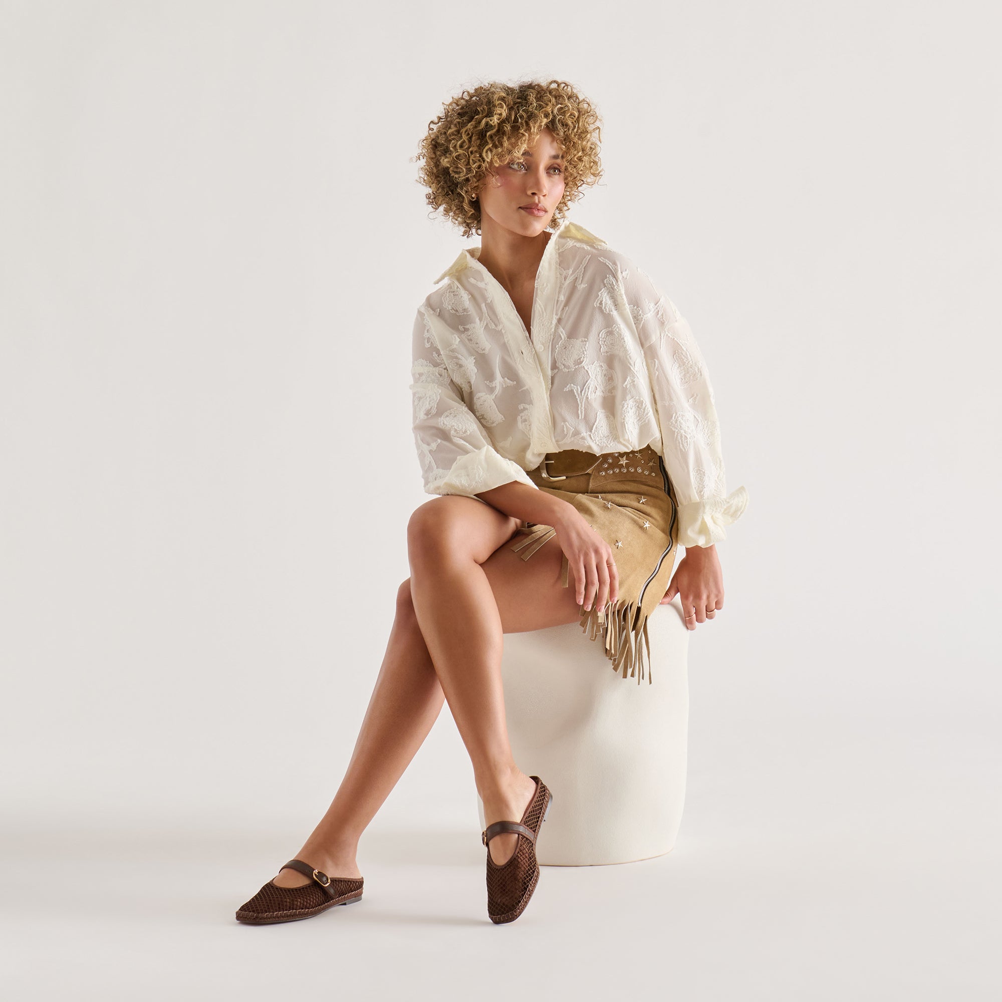 MILIE FLATS CHOCOLATE WOVEN MESH - Image 4
